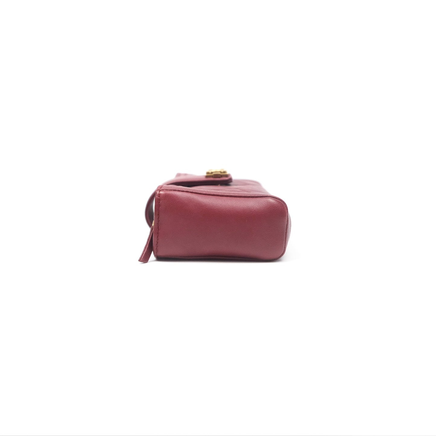 Chanel Quilted Boy Coin Case Dark Red Aged Gold Hardware