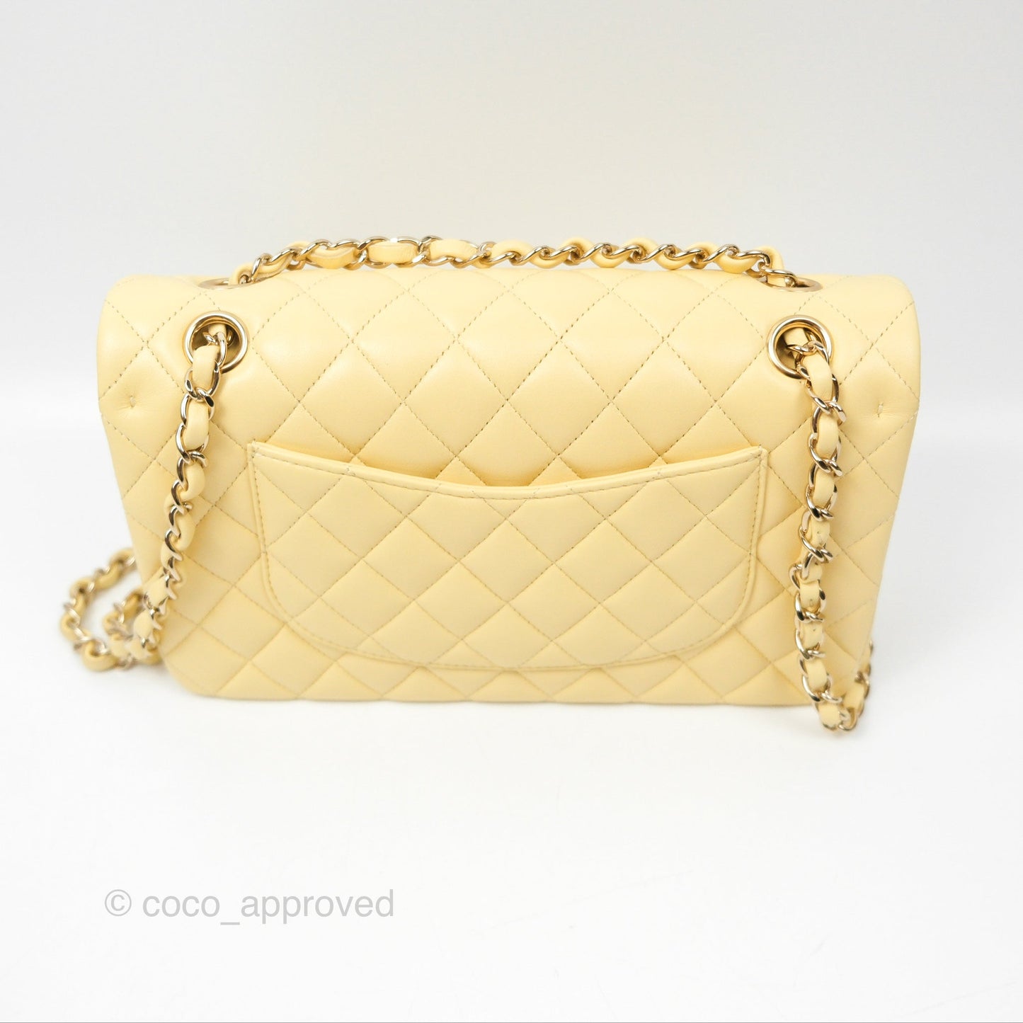 Chanel Classic M/L Medium Flap Quilted Yellow Lambskin Gold Hardware