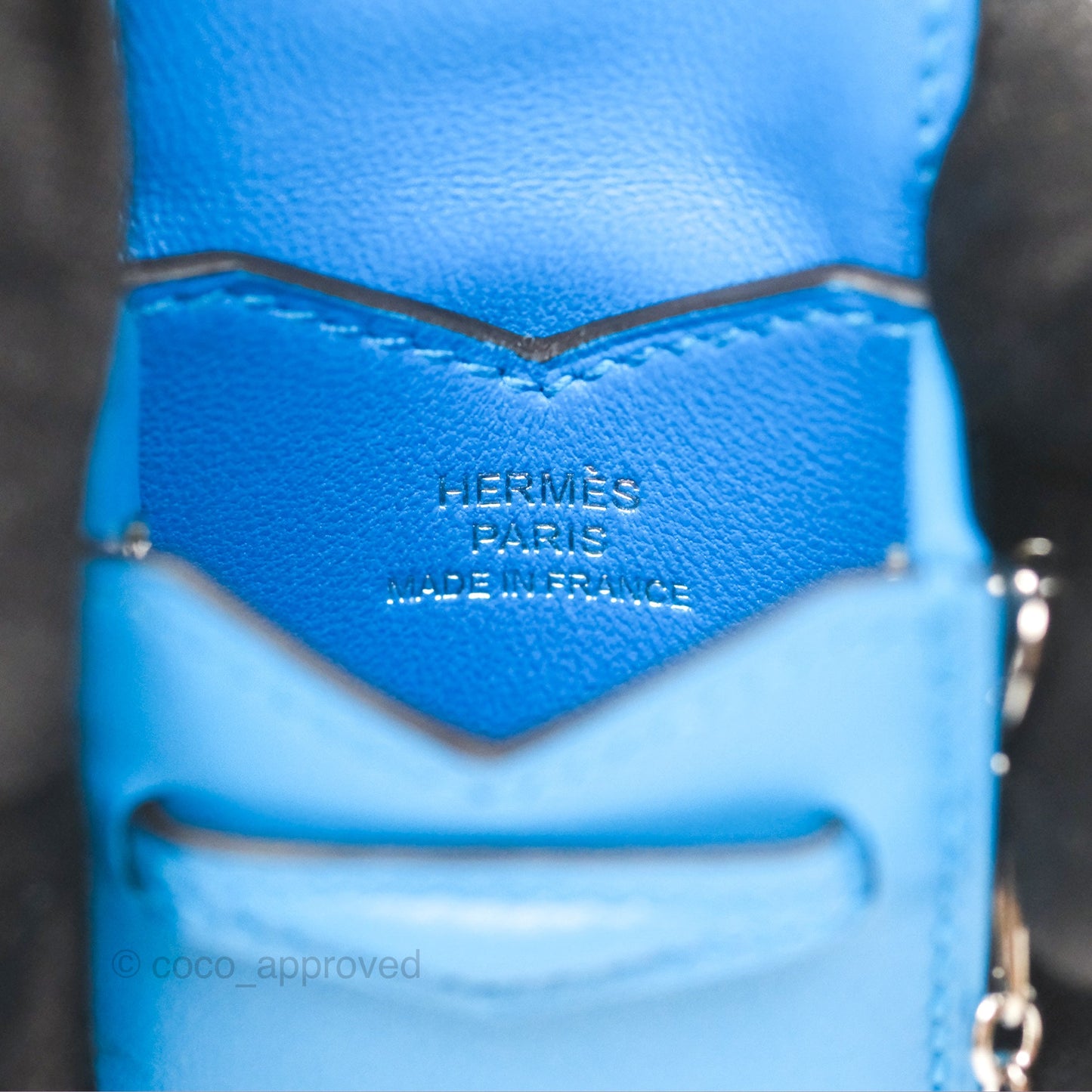 Hermes Micro Paperclip Chain Bag Blue