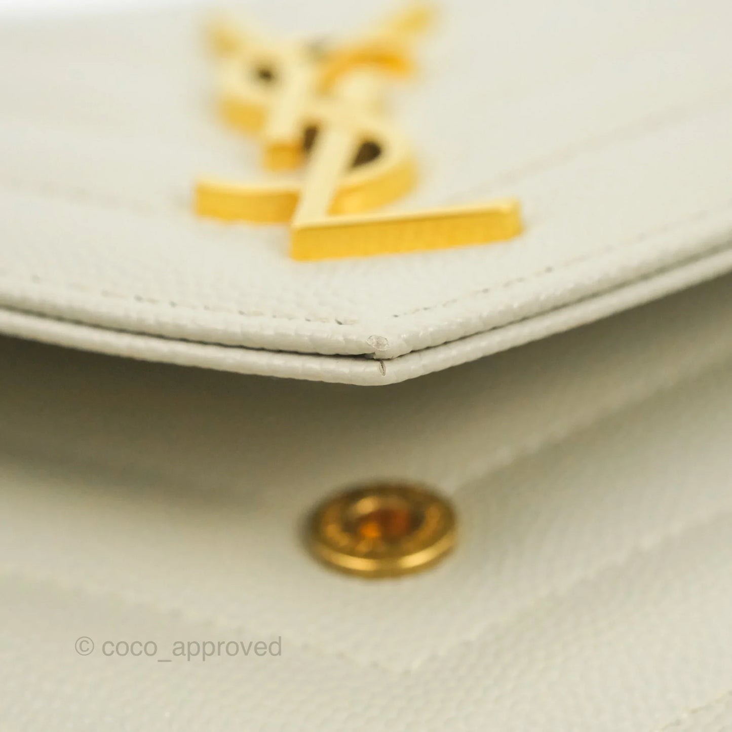 Saint Laurent Envelope Wallet On Chain Grained Leather Crema Soft Gold Hardware