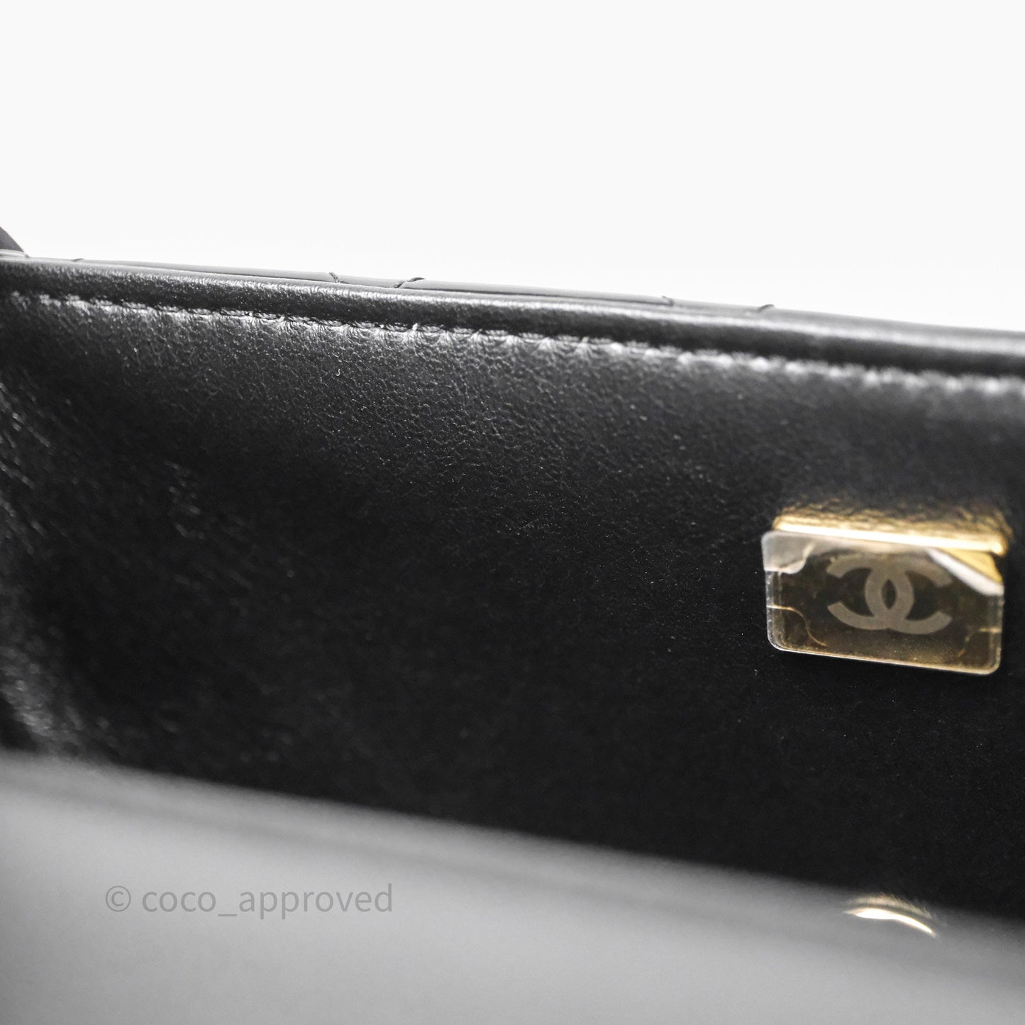 Chanel Top Handle Mini Rectangular Flap Black Patent Gold Hardware