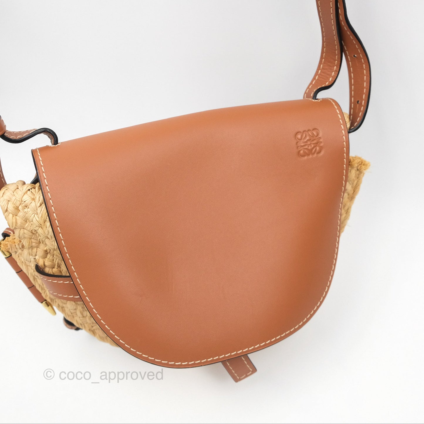 Loewe Small Raffia Gate Bag Smooth Calfskin in Tan