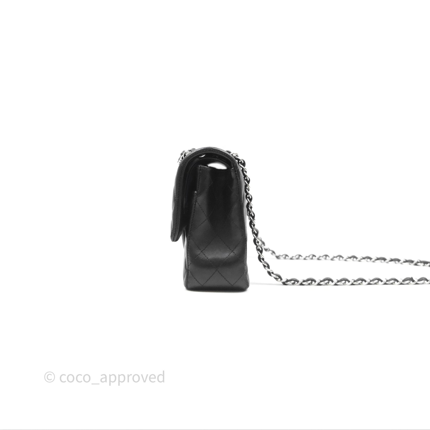 Chanel Classic M/L Medium Flap Quilted Black Lambskin Silver Hardware