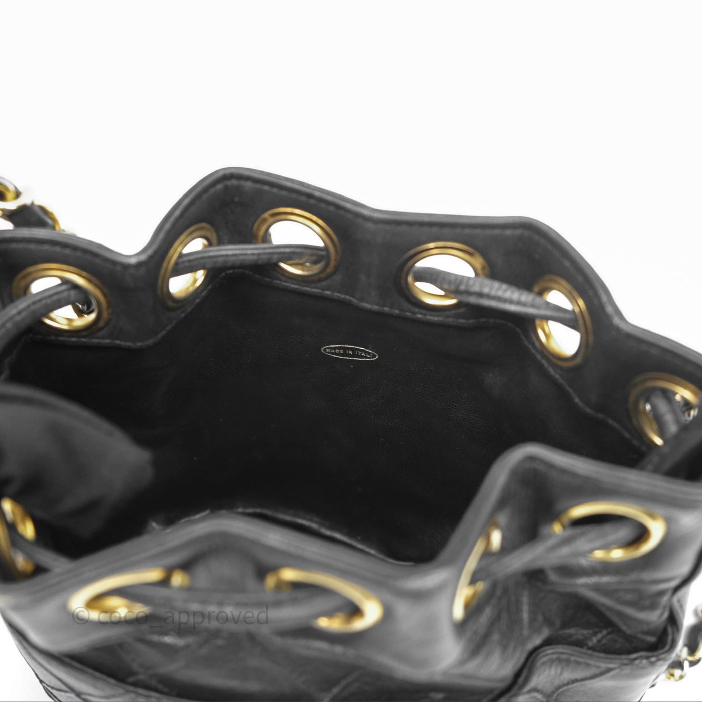 Chanel Vintage Mini CC Bucket Bag Black Lambskin Gold Hardware