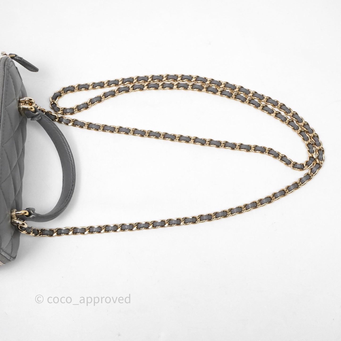 Chanel Vanity Rectangular Top Handle Grey Lambskin Gold Hardware