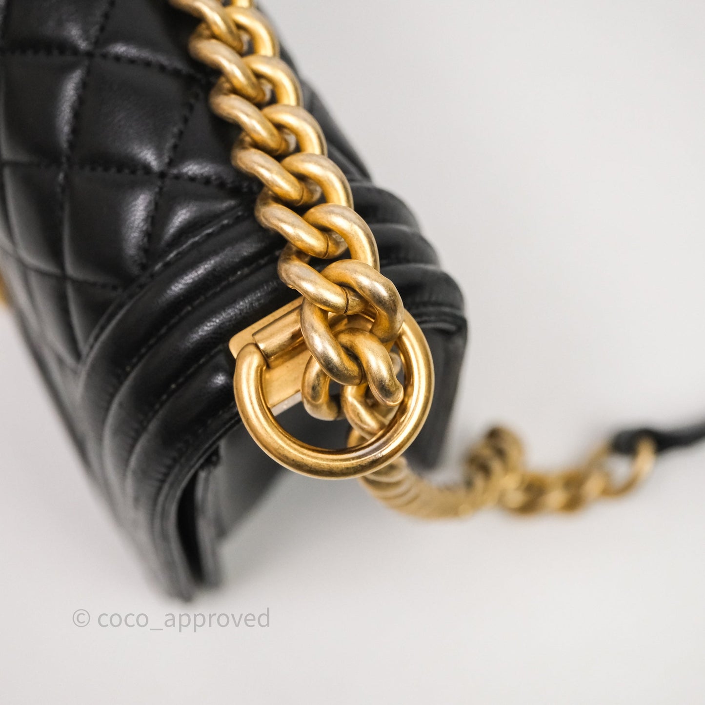 Chanel Medium Boy Quilted Black Lambskin Aged Gold Hardware