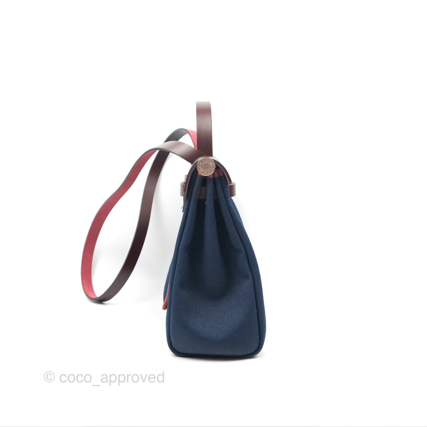 Hermès Herbag Zip 31 Bleu Marine/ Rouge Sellier Canvas Palladium Hardware