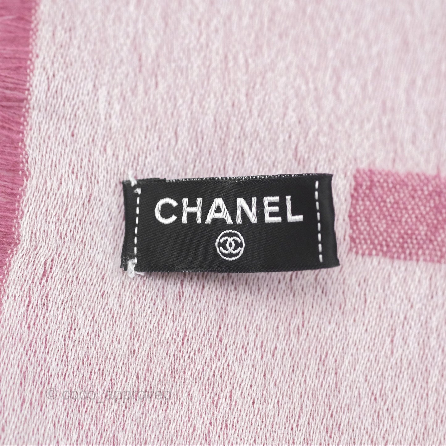 Chanel Logo CC Cashmere Fringe Scarf Pink