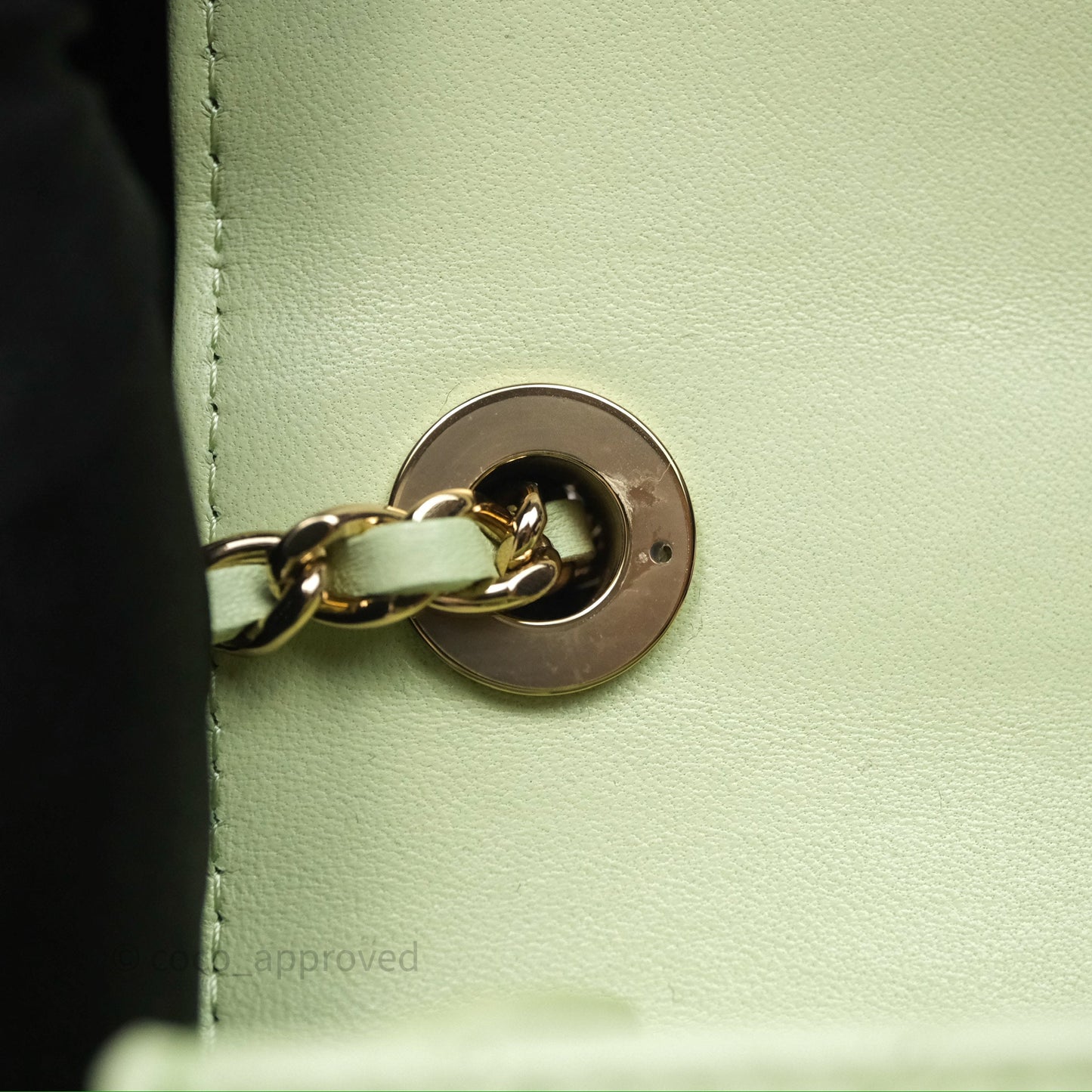 Chanel Mini Quilted Trendy CC Clutch With Chain Green Lambskin Gold Hardware