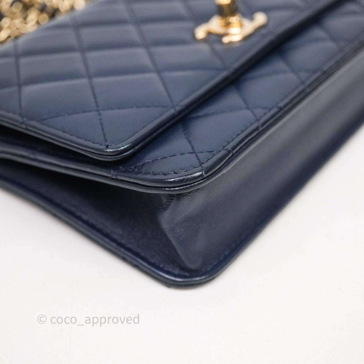 Chanel Trendy CC WOC Wallet On Chain Navy Lambskin Gold Hardware