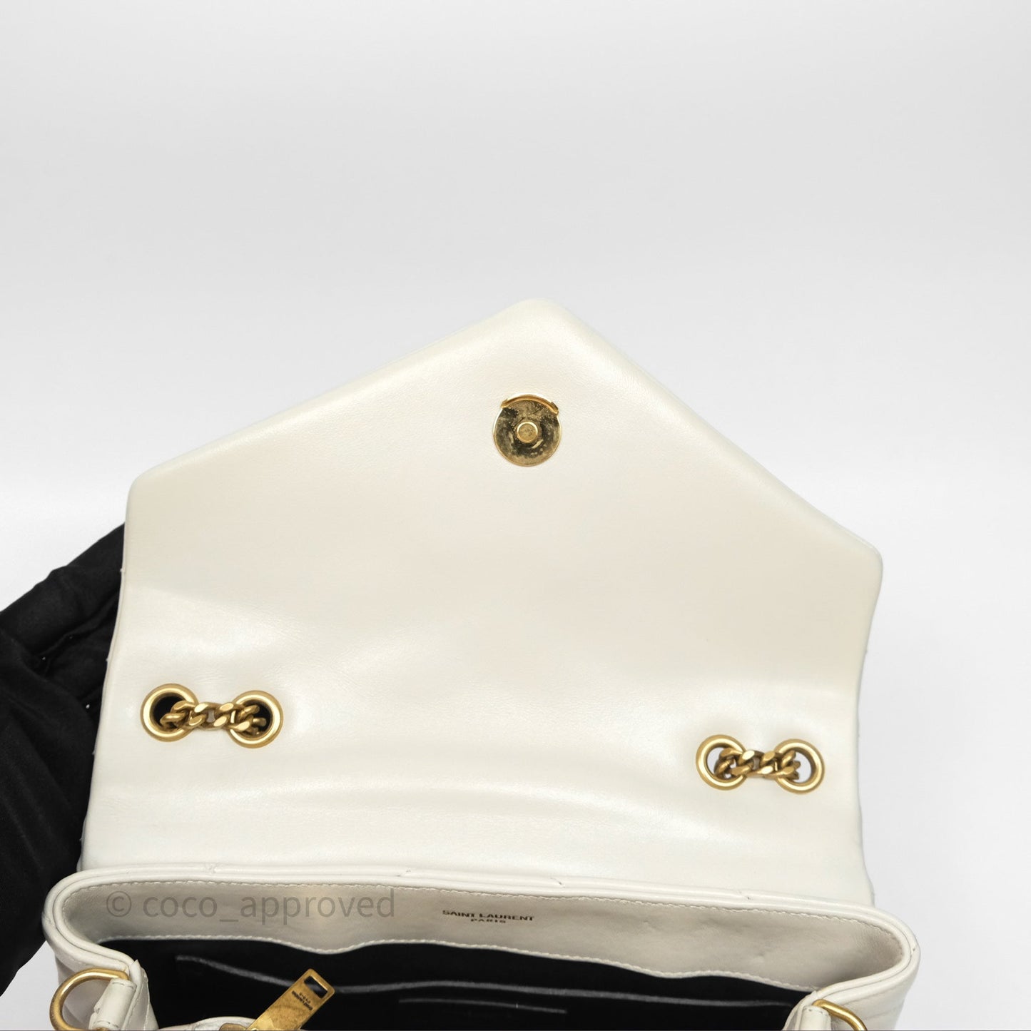 Saint Laurent Loulou Small Flap Bag Ivory Light Beige Gold Hardware