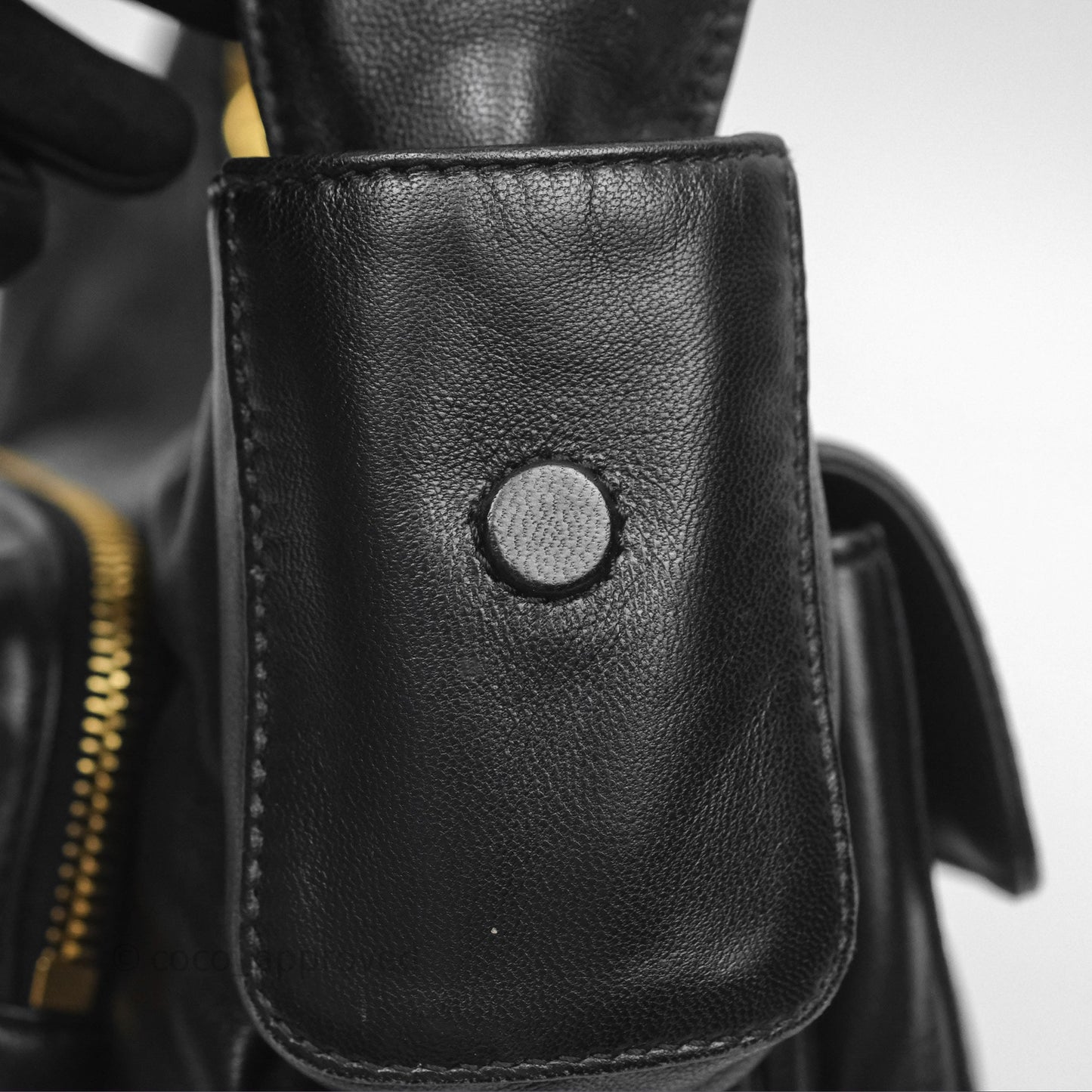 Miu Miu Nappa Leather Pocket Bag Black Lambskin Gold Hardware