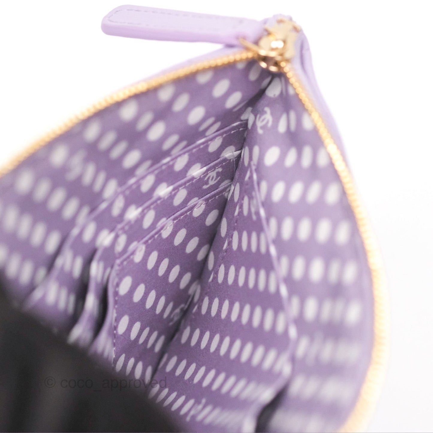 Chanel Pearl CC Small Pouch Purple Lambskin Gold Hardware