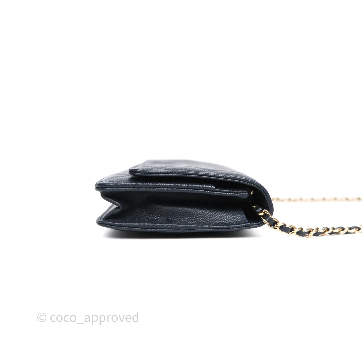 Chanel Classic Wallet On Chain WOC Quilted Navy Caviar Gold Hardware