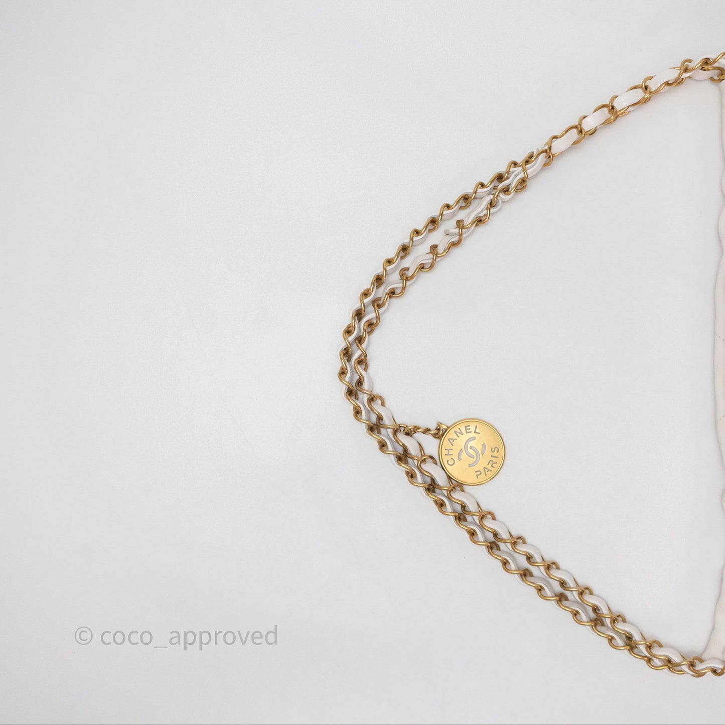 Chanel 22 Small White Shiny Calfskin Aged Gold Hardware