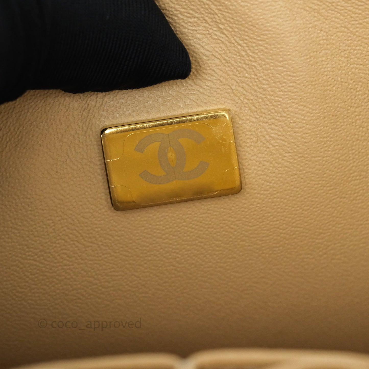 Chanel Small Classic Flap Quilted Beige Caviar Gold Hardware