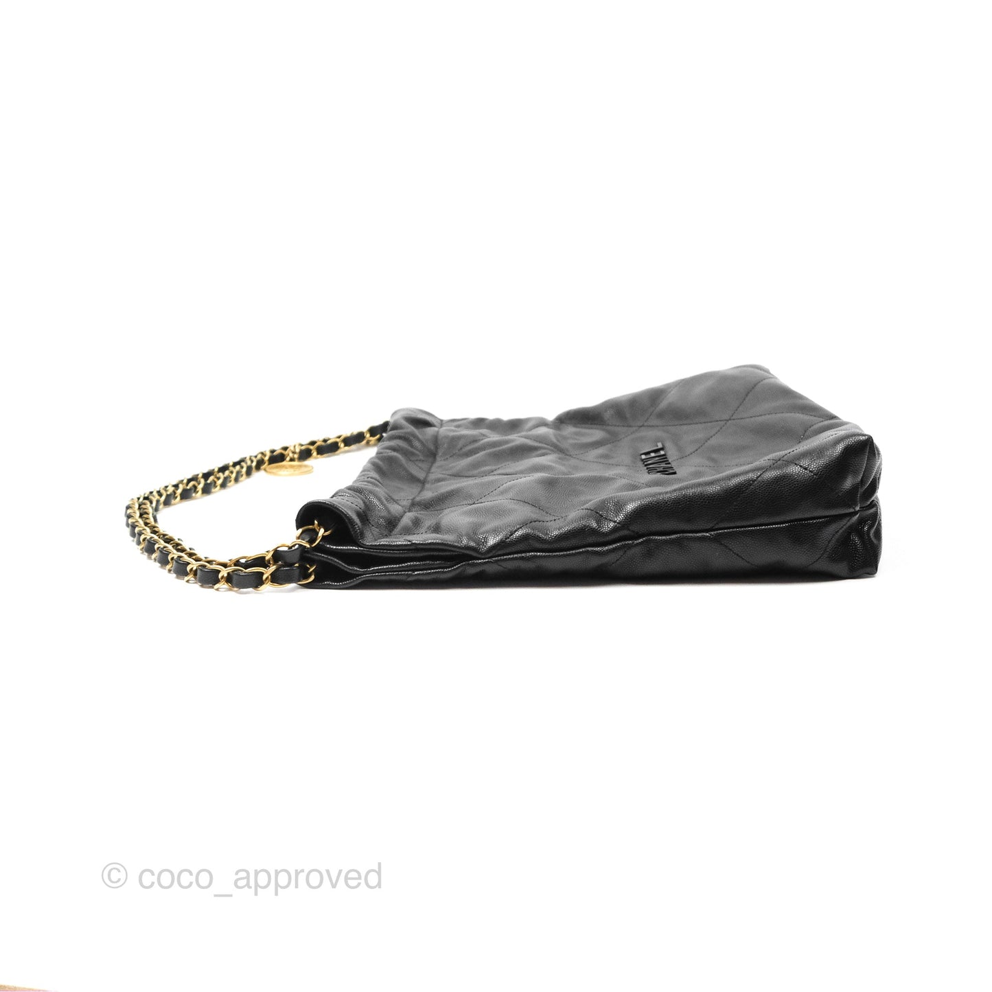 Chanel 22 Small Black Shiny Caviar Aged Gold Hardware
