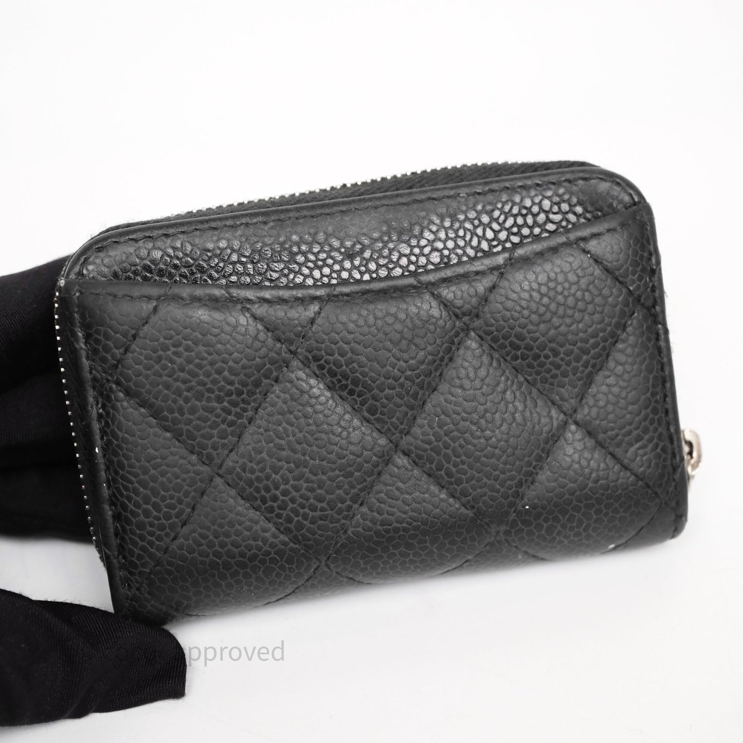 Chanel Classic Zipped Coin Purse Black Caviar Silver Hardware