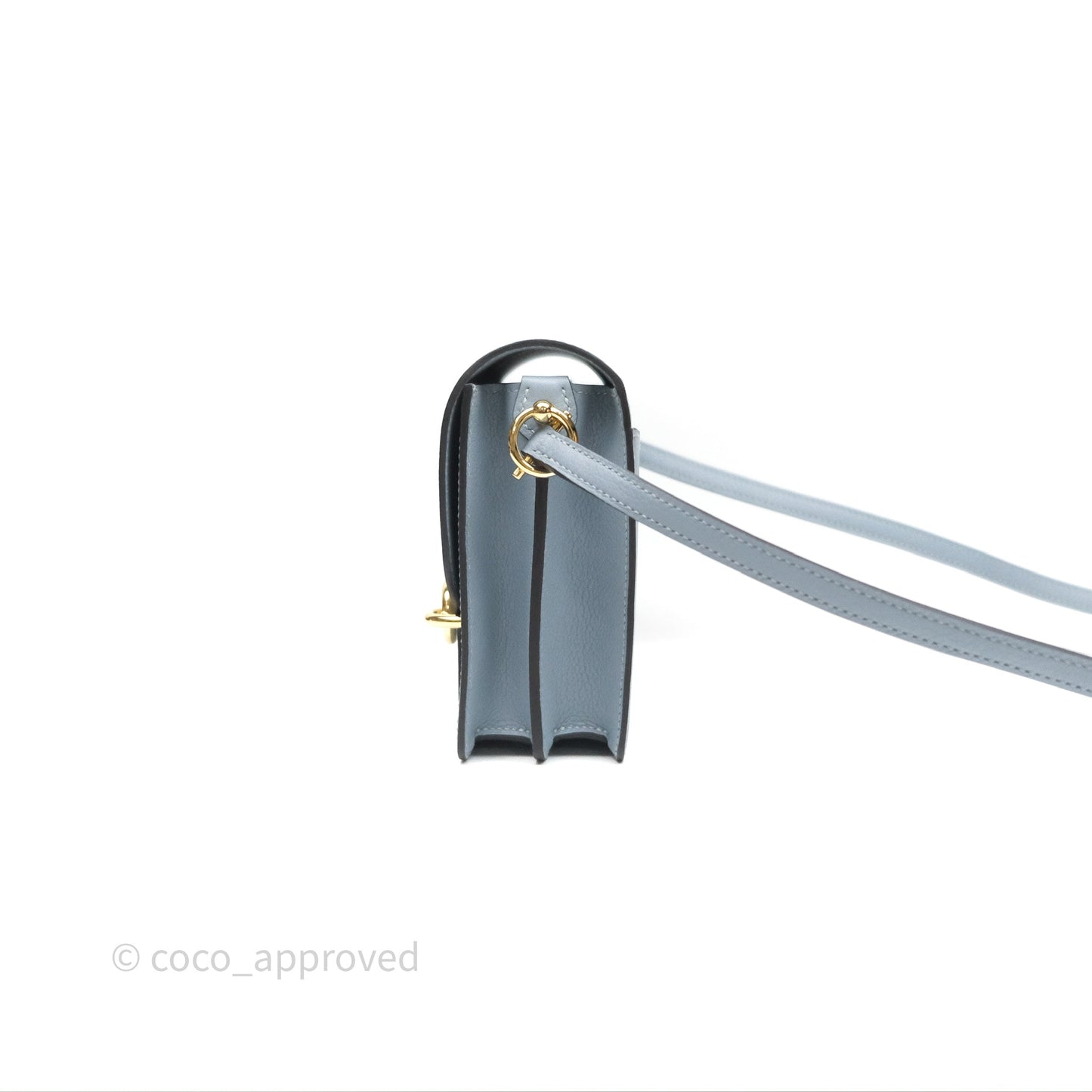Hermès Roulis Mini 18 Bleu Lin J7 Evercolour Gold Hardware