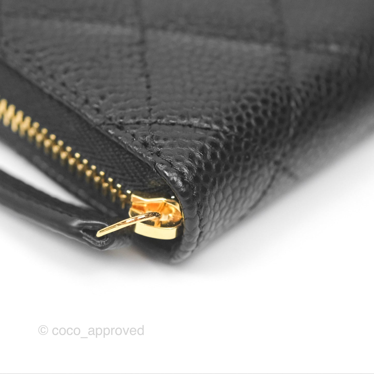 Chanel Classic Zipped Coin Purse Black Caviar Gold Hardware