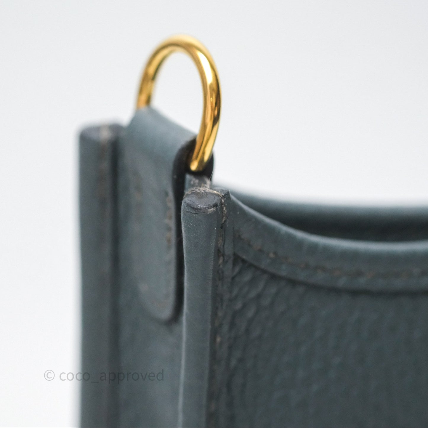 Hermès Mini Evelyne 16 Bleu Orage Y7 / Bleu Brume T0 Clemence Gold Hardware