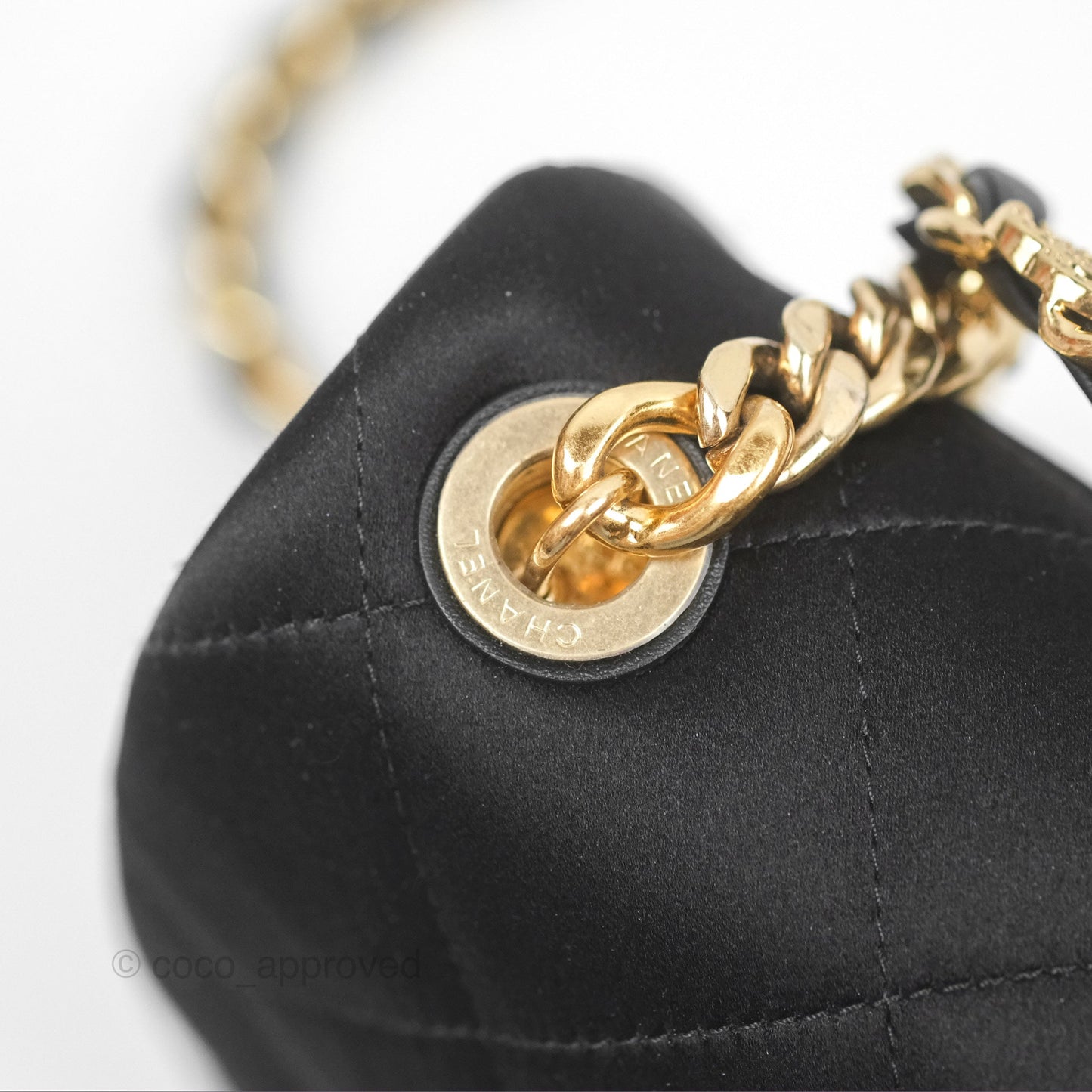 Chanel Mini Square with Crystal Top Handle Black Satin Gold Hardware