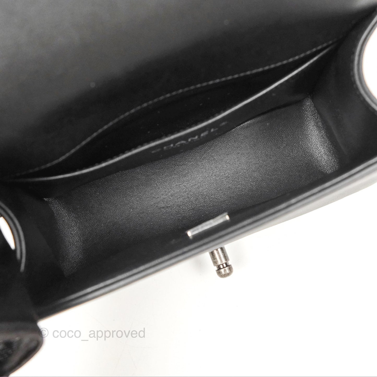 Chanel Small Boy Black Calfskin Ruthenium Hardware