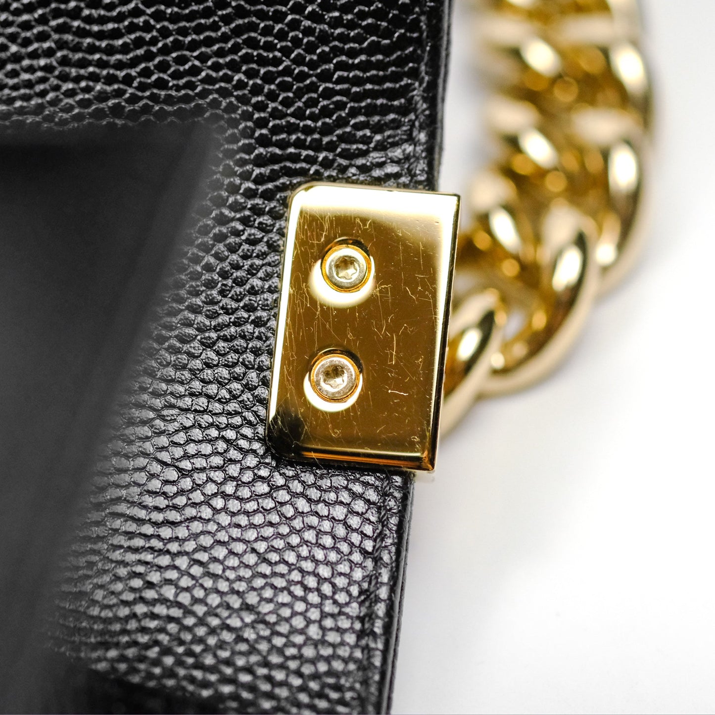 Chanel Medium Boy Chevron Black Caviar Gold Hardware