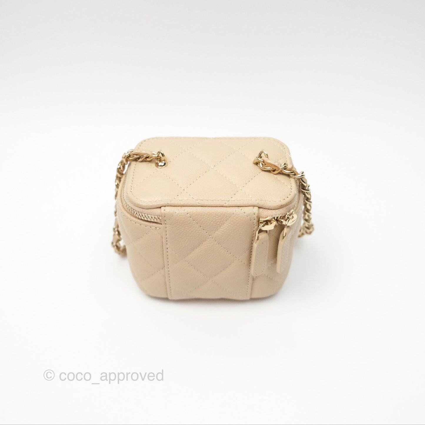 Chanel Mini Vanity With CC Chain Light Beige Caviar Gold Hardware