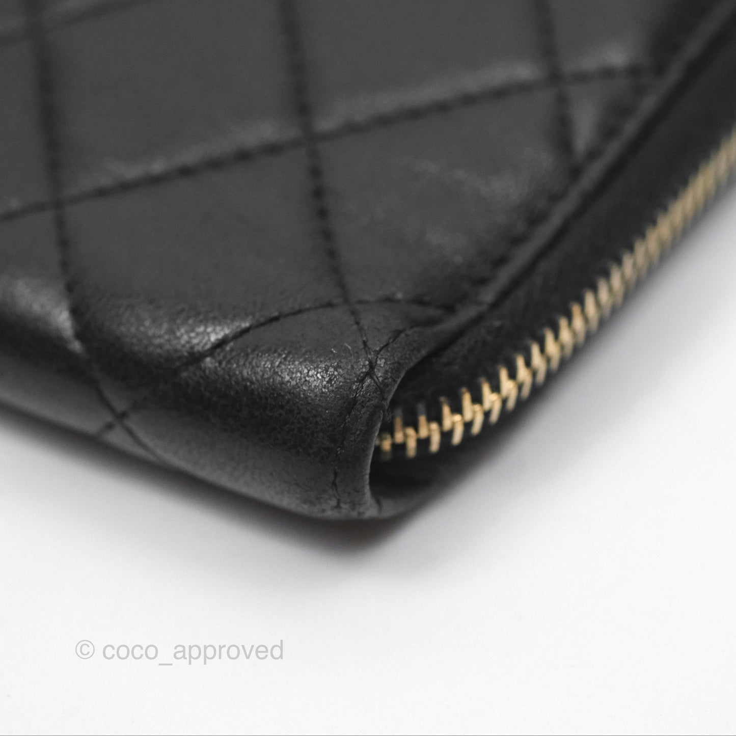 Chanel Zip Around Organiser Wallet Black Lambskin Gold Hardware