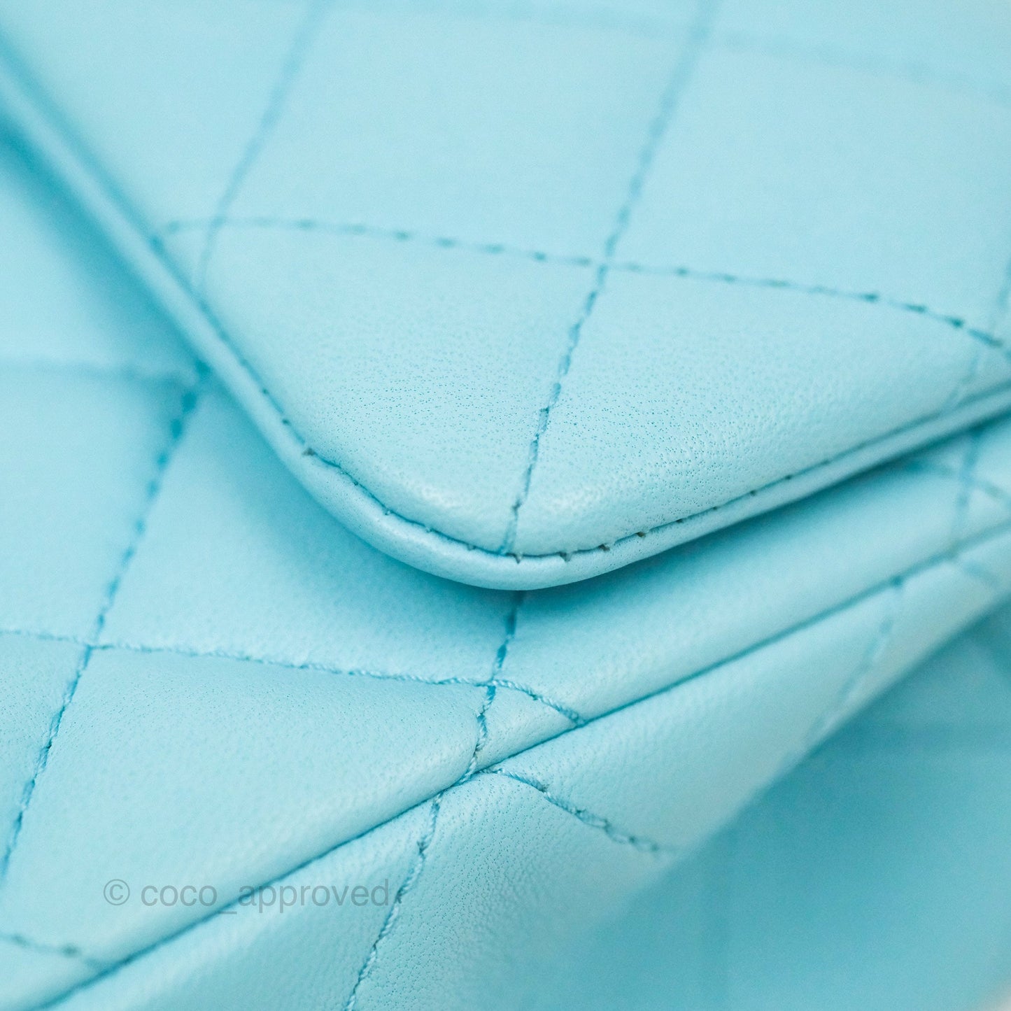 Chanel Quilted Mini Rectangular Flap Neon Blue Lambskin Silver Hardware 21S