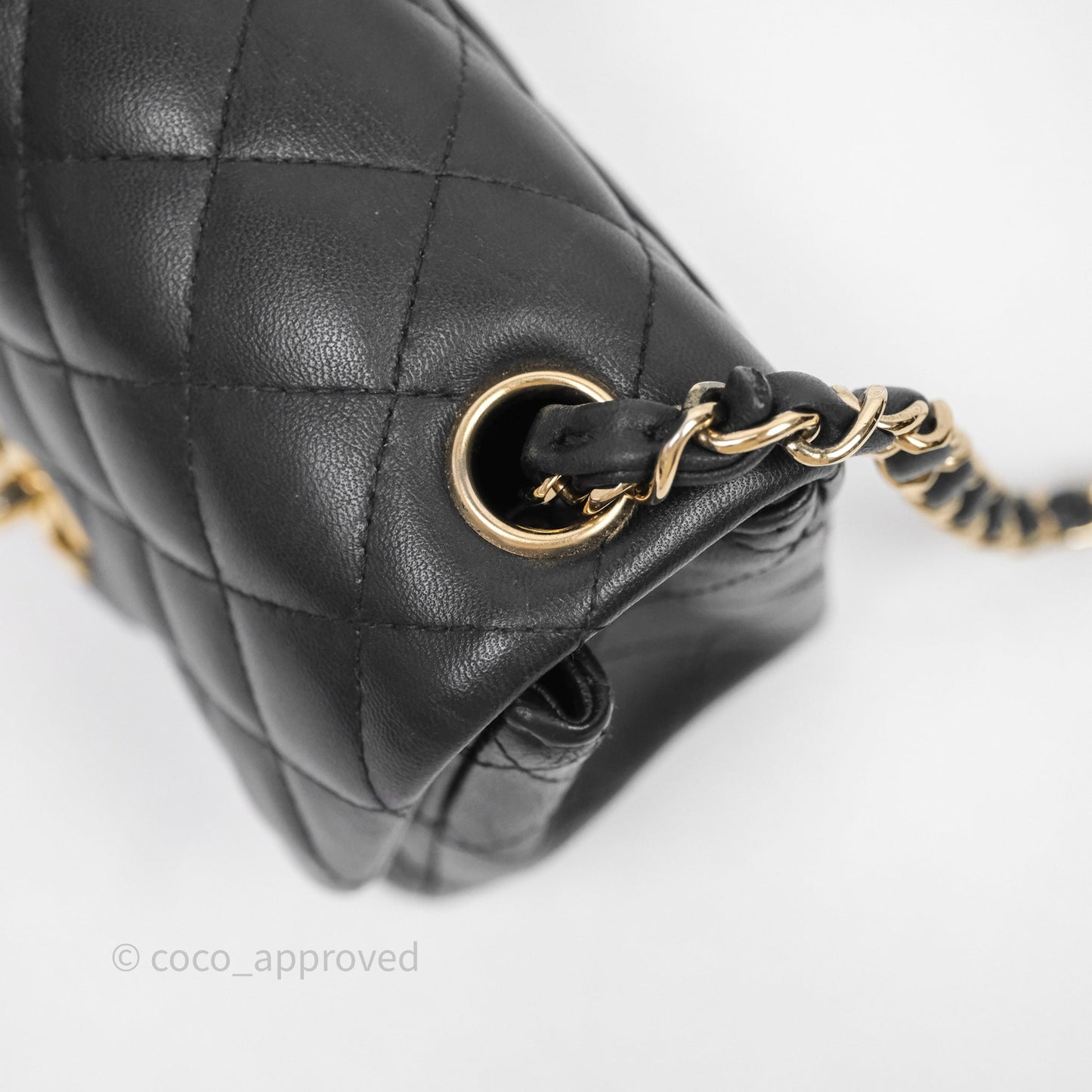 Chanel Mini Square Quilted Black Lambskin Gold Hardware