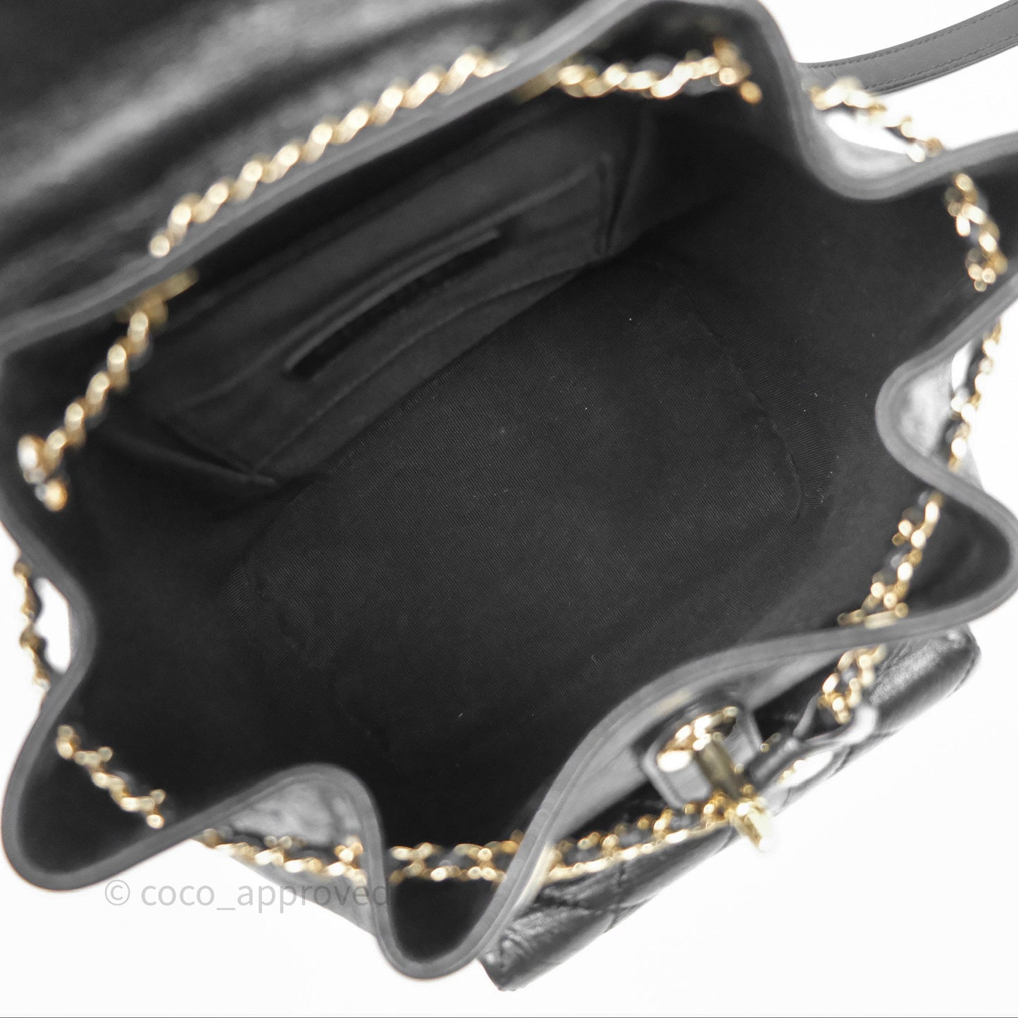 Chanel Quilted Small Duma Drawstring Backpack Black Calfskin Gold Hardware