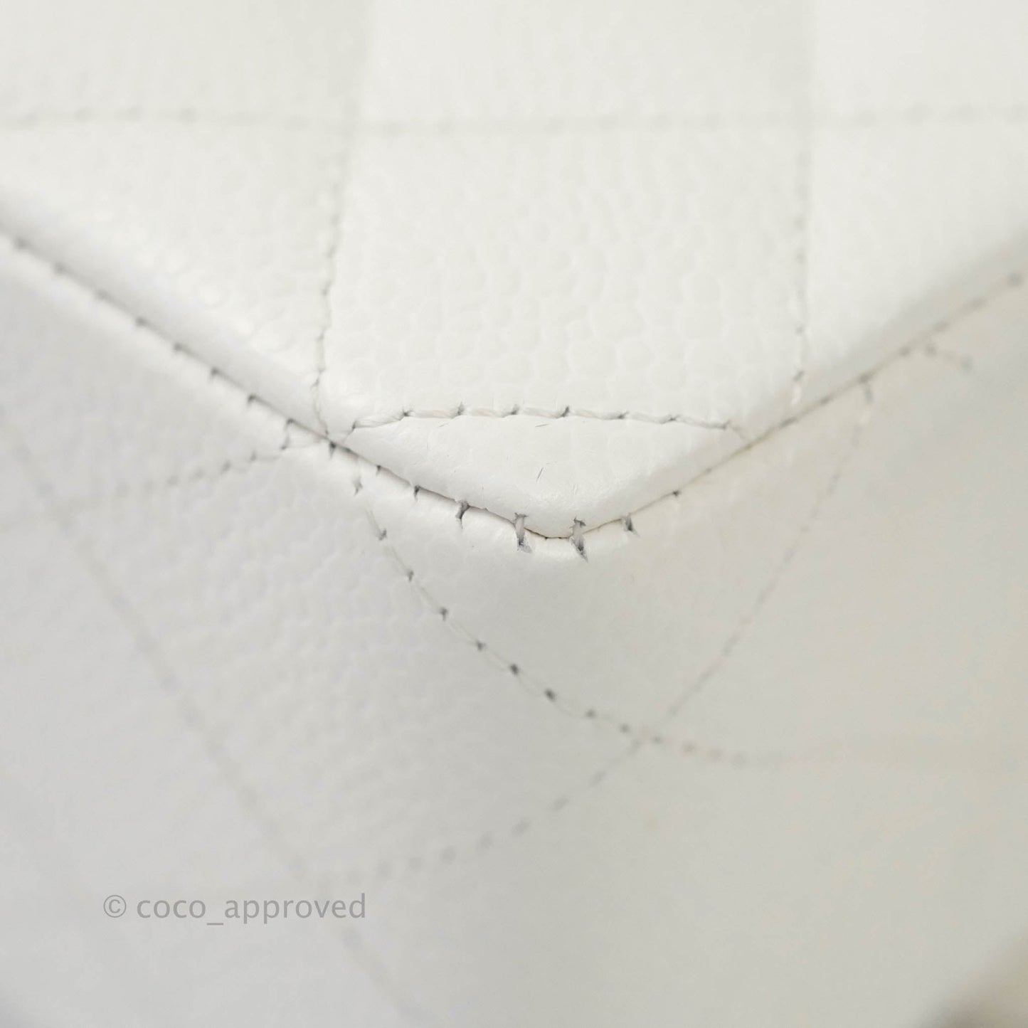 Chanel Quilted M/L Medium Double Flap White Caviar Silver Hardware