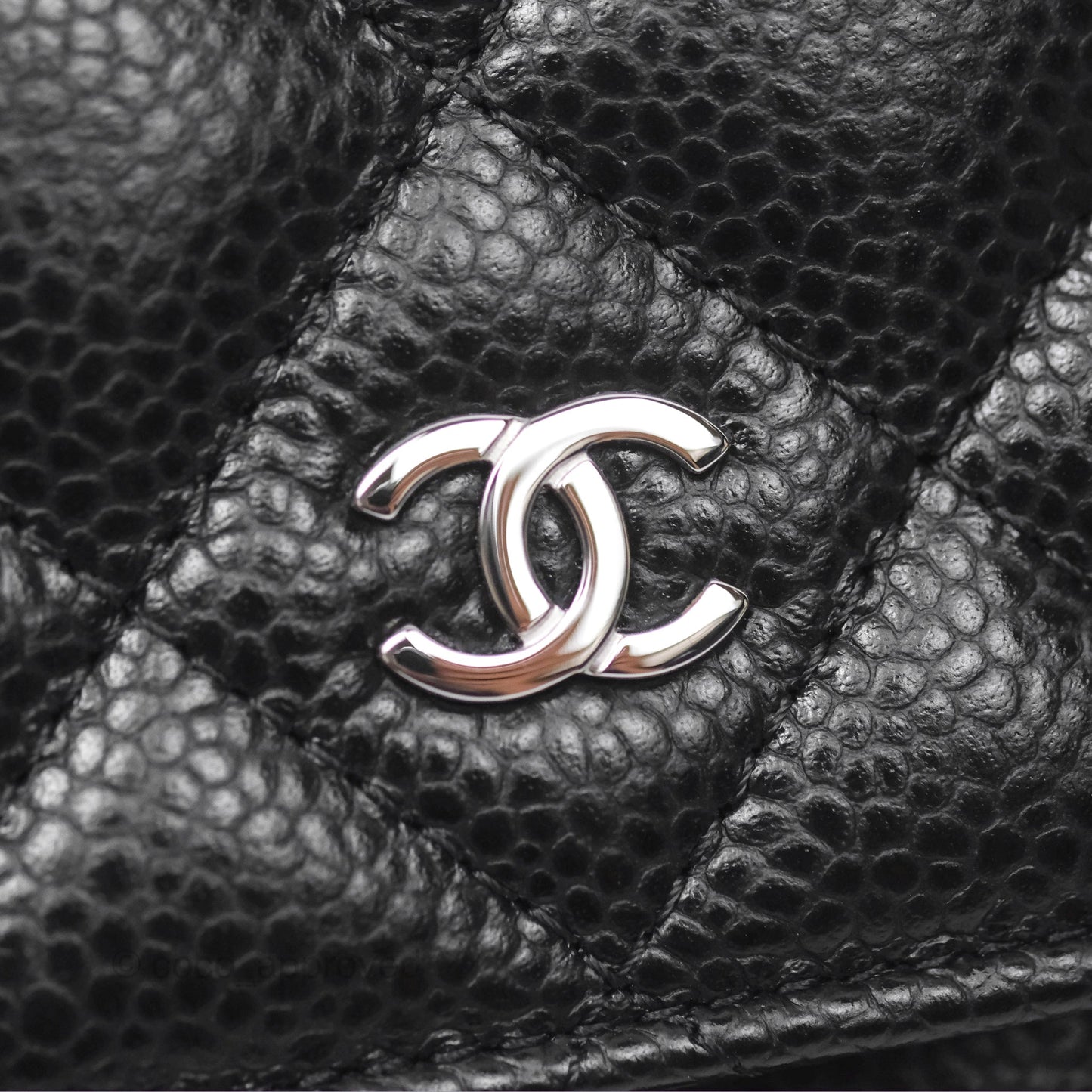 Chanel Classic Wallet On Chain WOC Quilted Black Caviar Silver Hardware