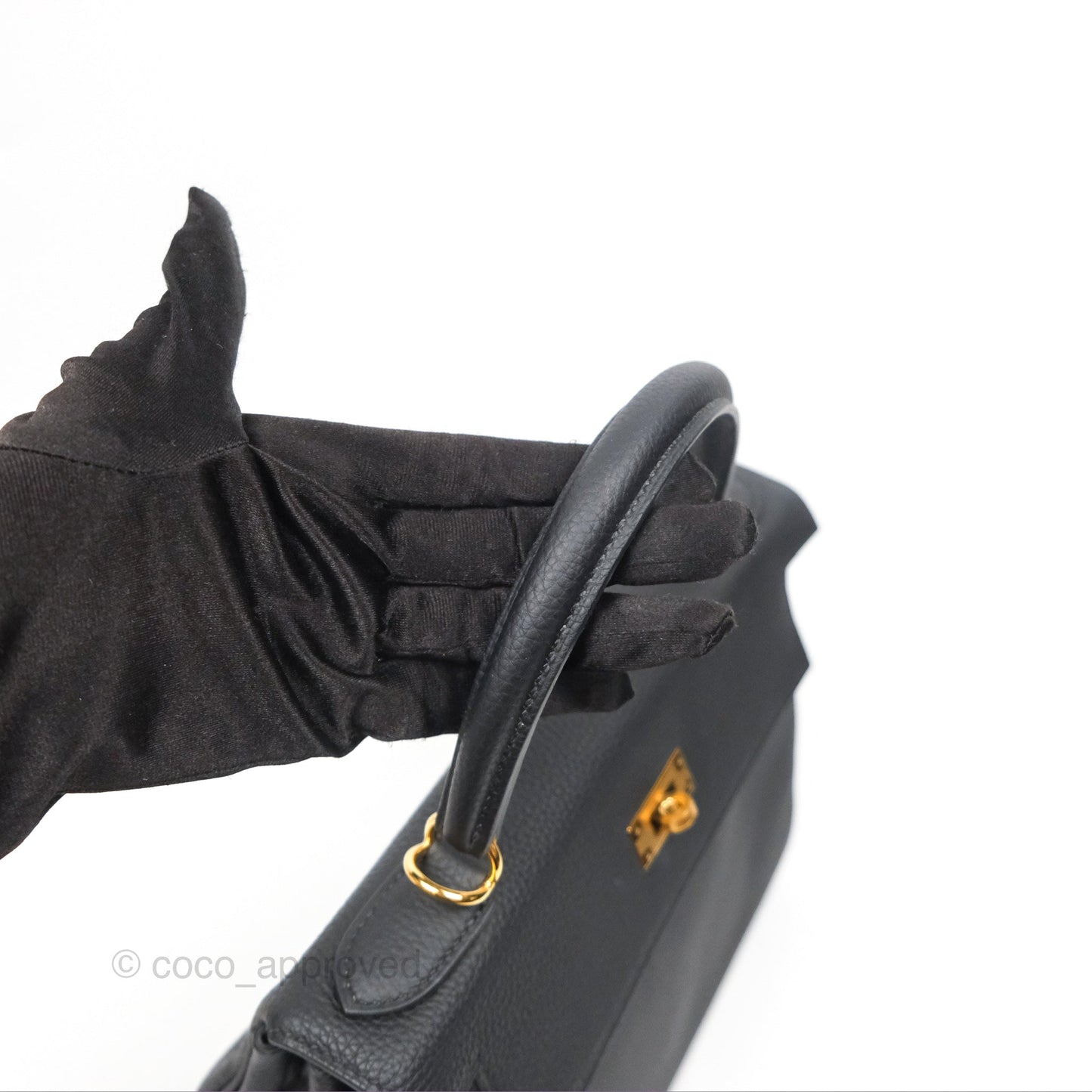 Hermès Retourne Kelly 28 Black Noir 89 Togo Gold Hardware