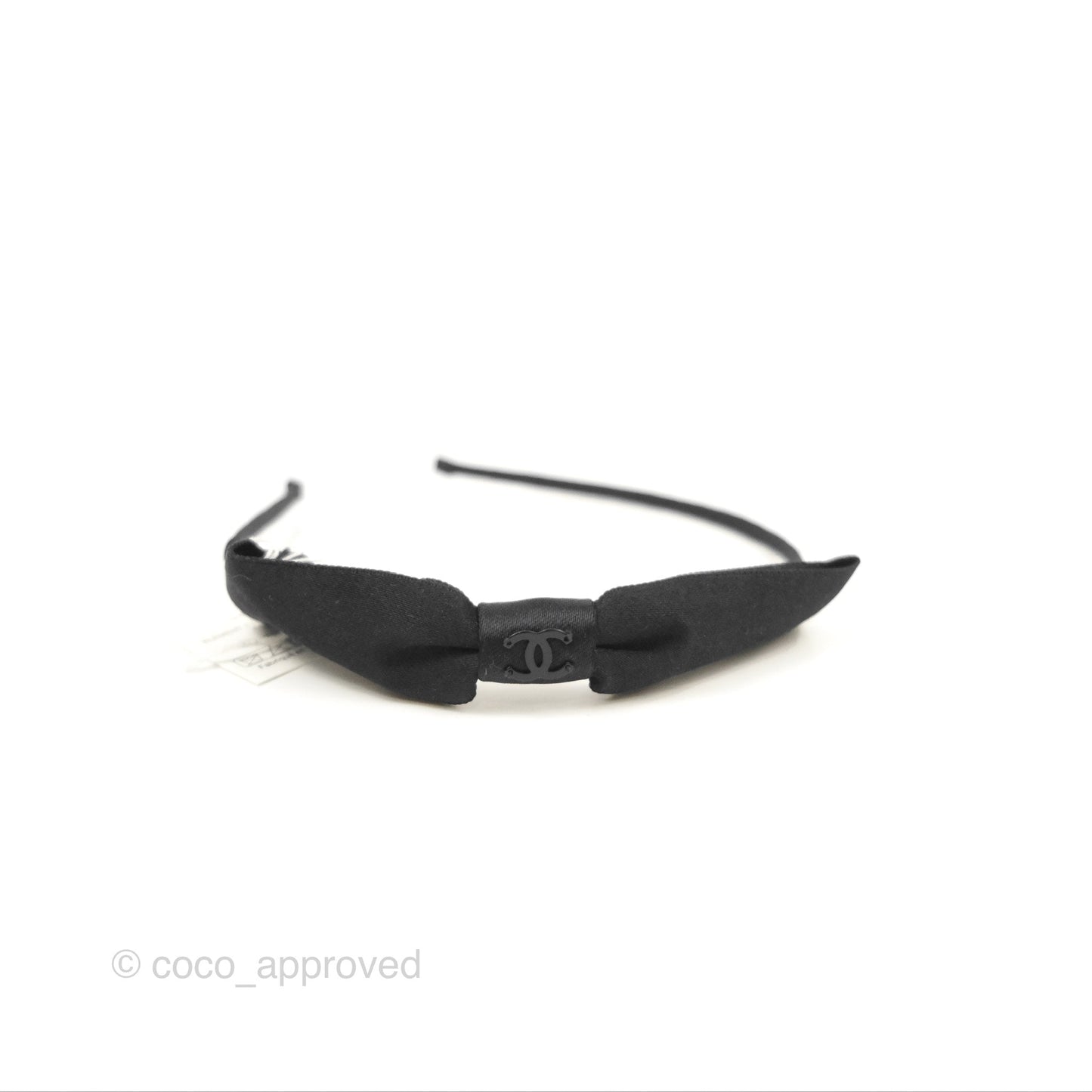 Chanel CC Silk Ribbon Bow Hair Band Black 23P