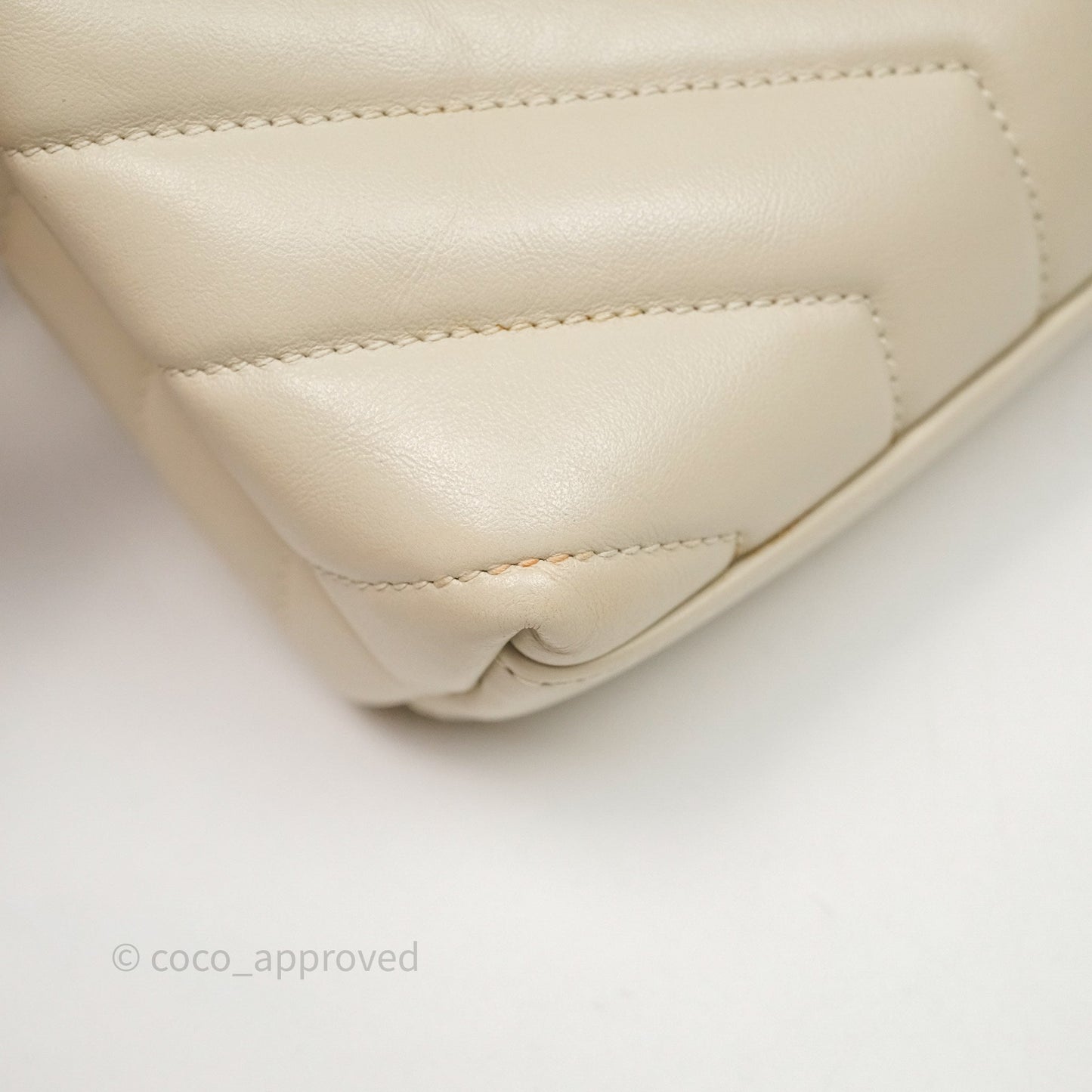 Saint Laurent Small Loulou Flap Bag Beige Calfskin Gold Hardware