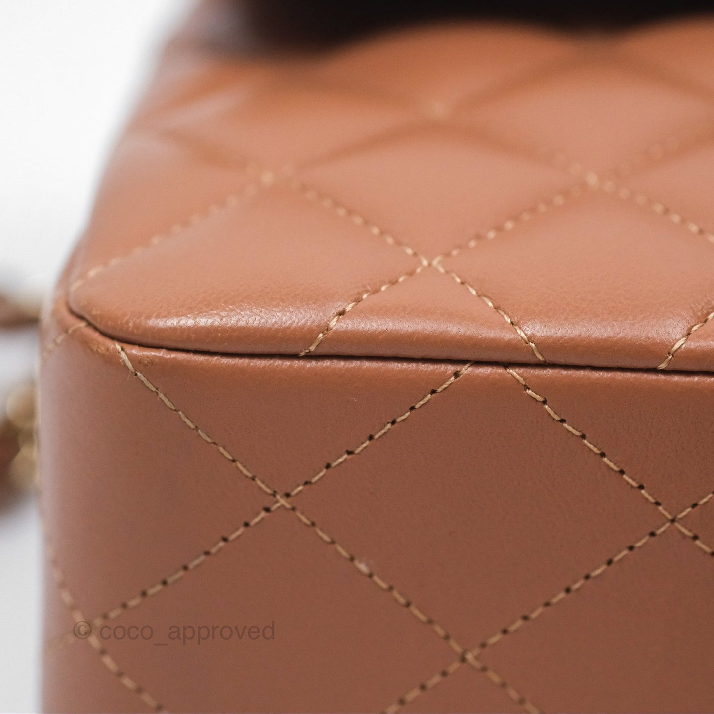 Chanel Small Classic Quilted Flap Dark Beige Caramel Lambskin Gold Hardware