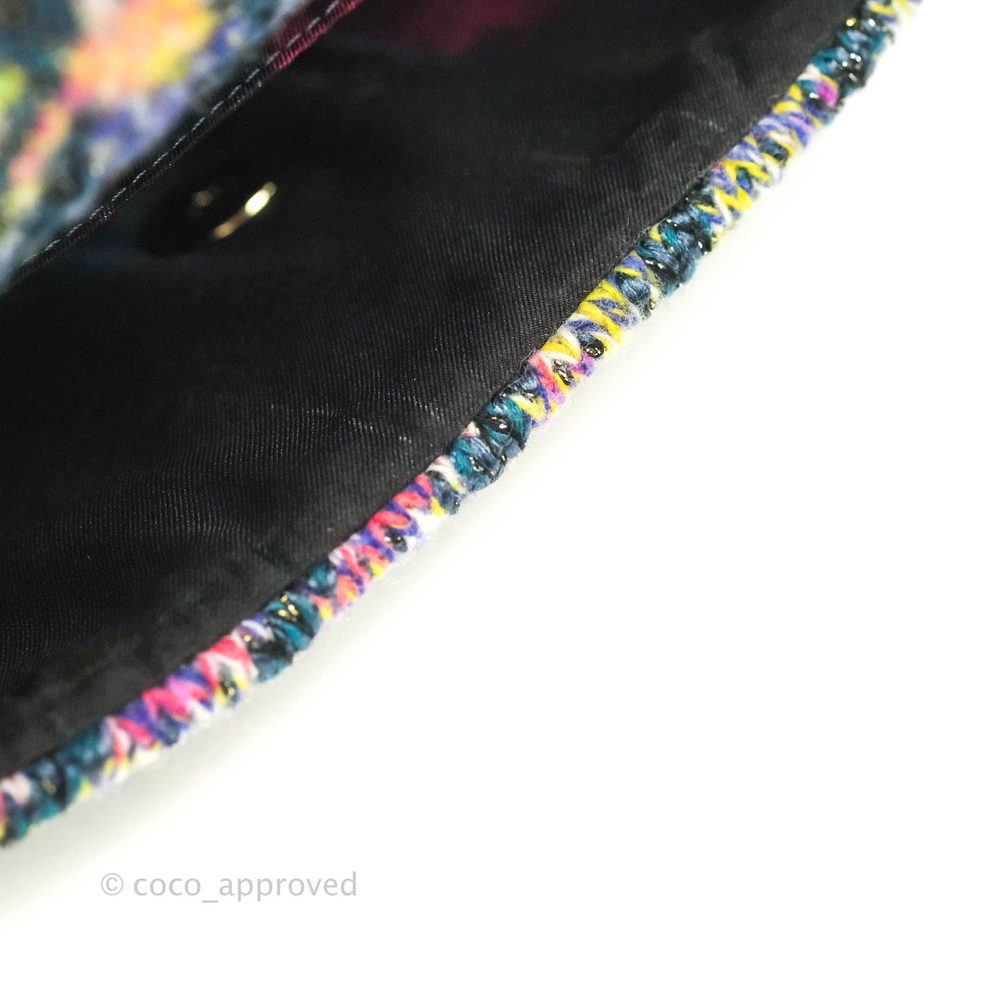 Chanel Mini Rectangular Rainbow Houndstooth Wool Tweed Flap Gold Hardware