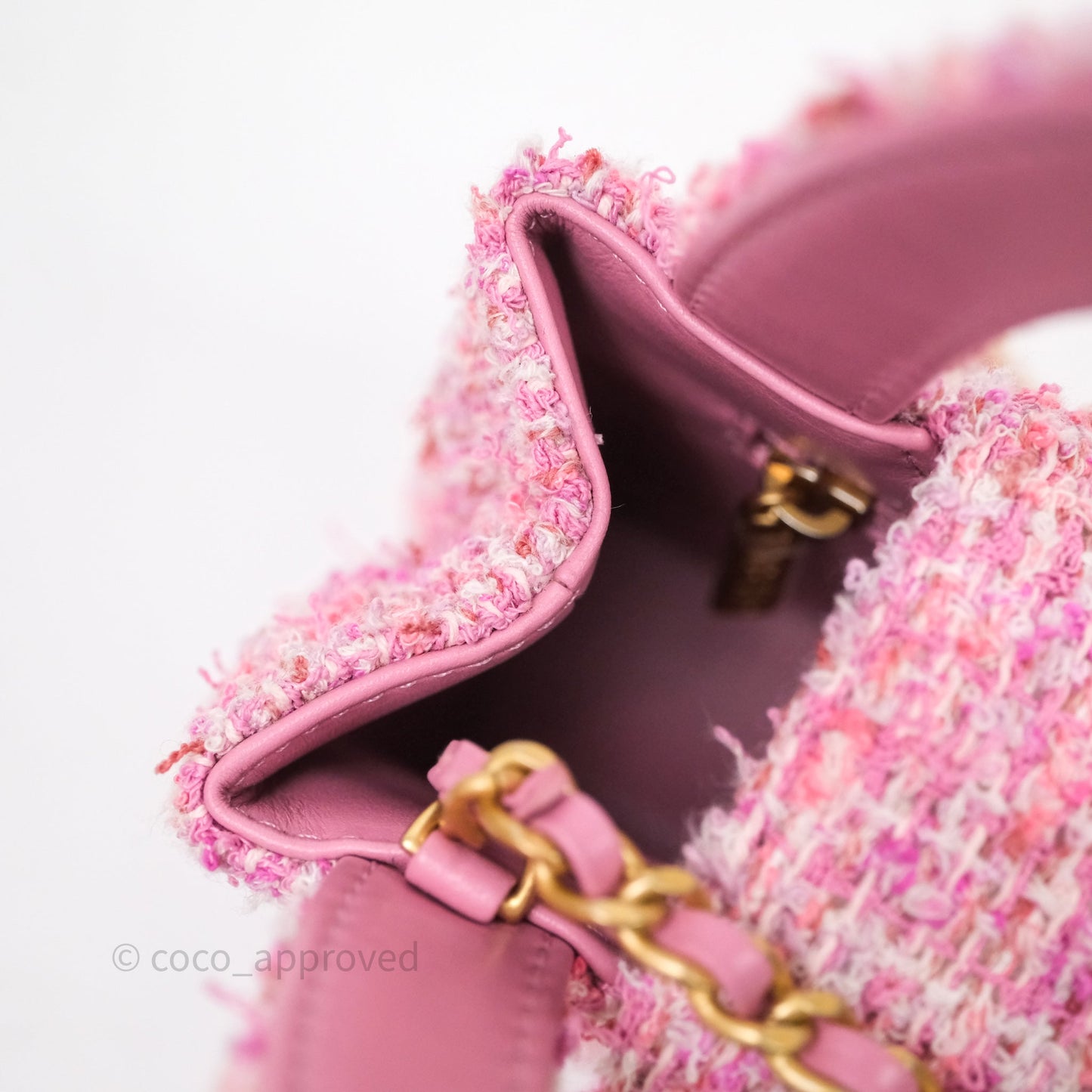 Chanel Kelly Bag Pink Tweed Aged Gold Hardware