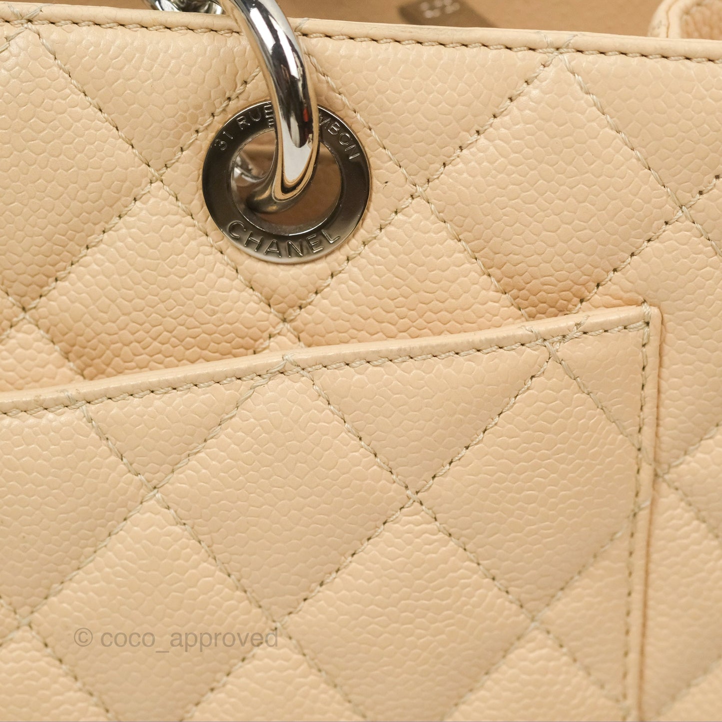 Chanel GST Beige Caviar Silver Hardware