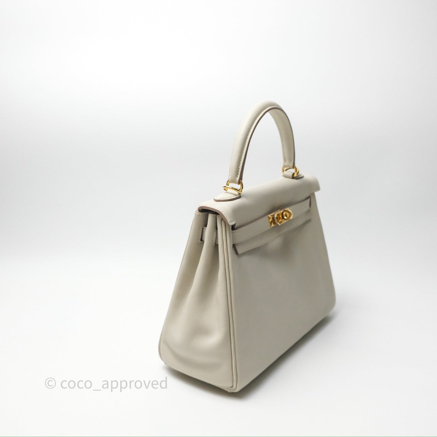 Hermès Retourne Swift Kelly 25 Gris Perle 80 Gold Hardware