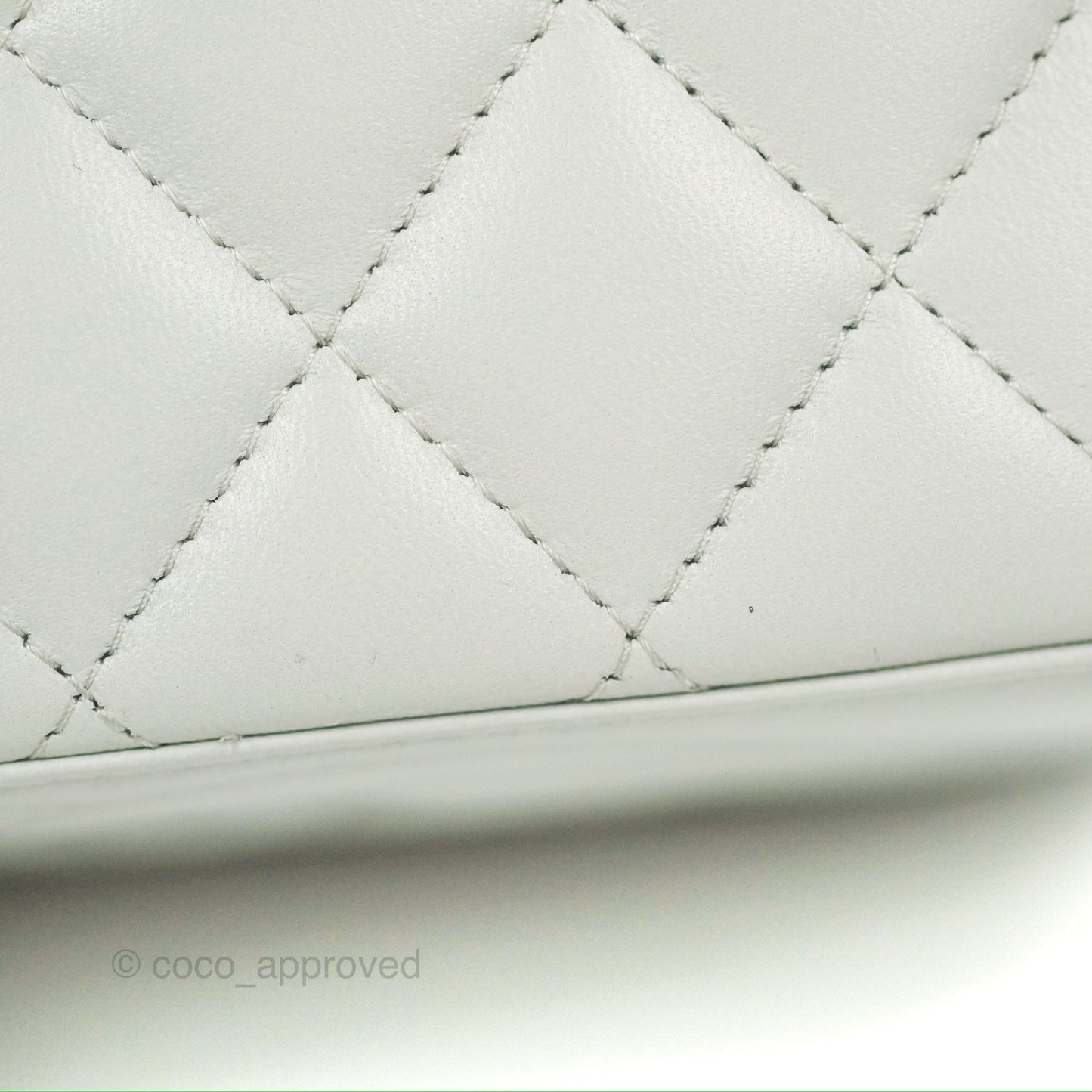 Chanel Quilted Vanity Rectangular with Camellia Adjustable Chain Light Blue Lambskin 23S