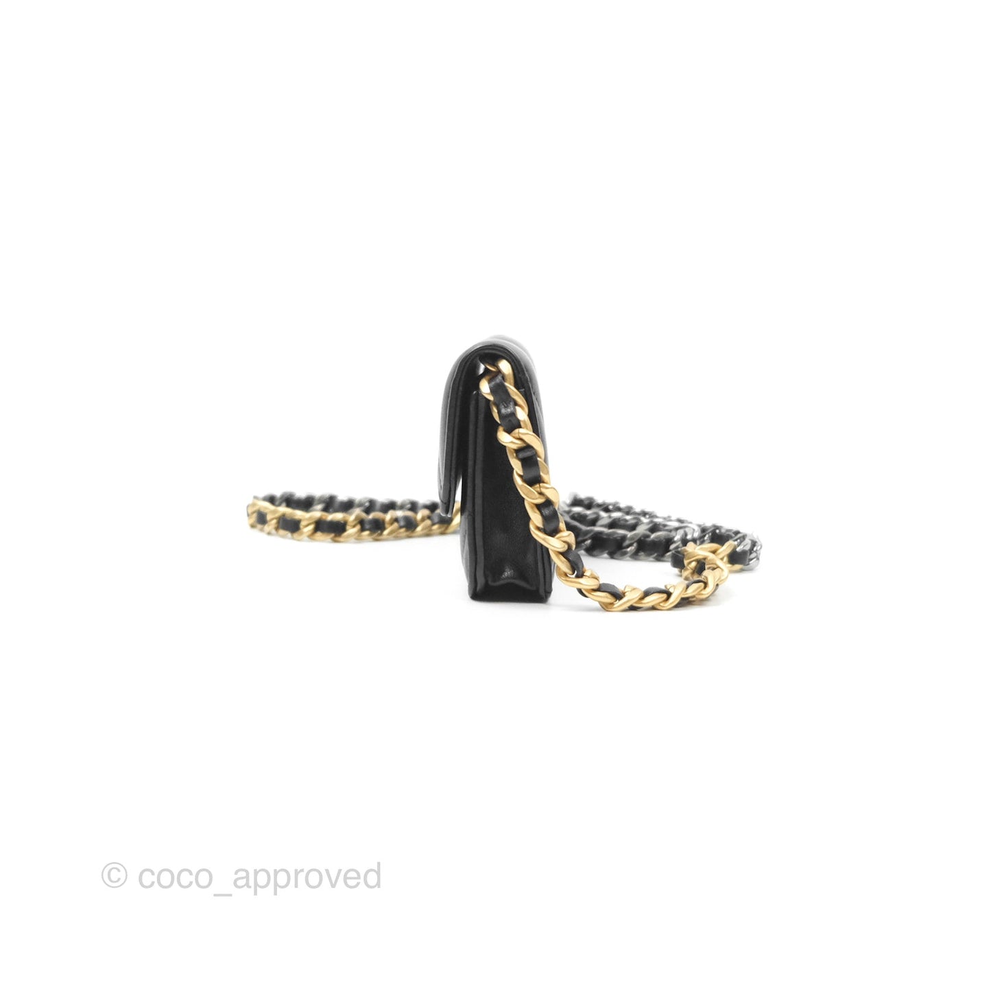 Chanel 19 Clutch With Chain Black Lambskin Mixed Hardware