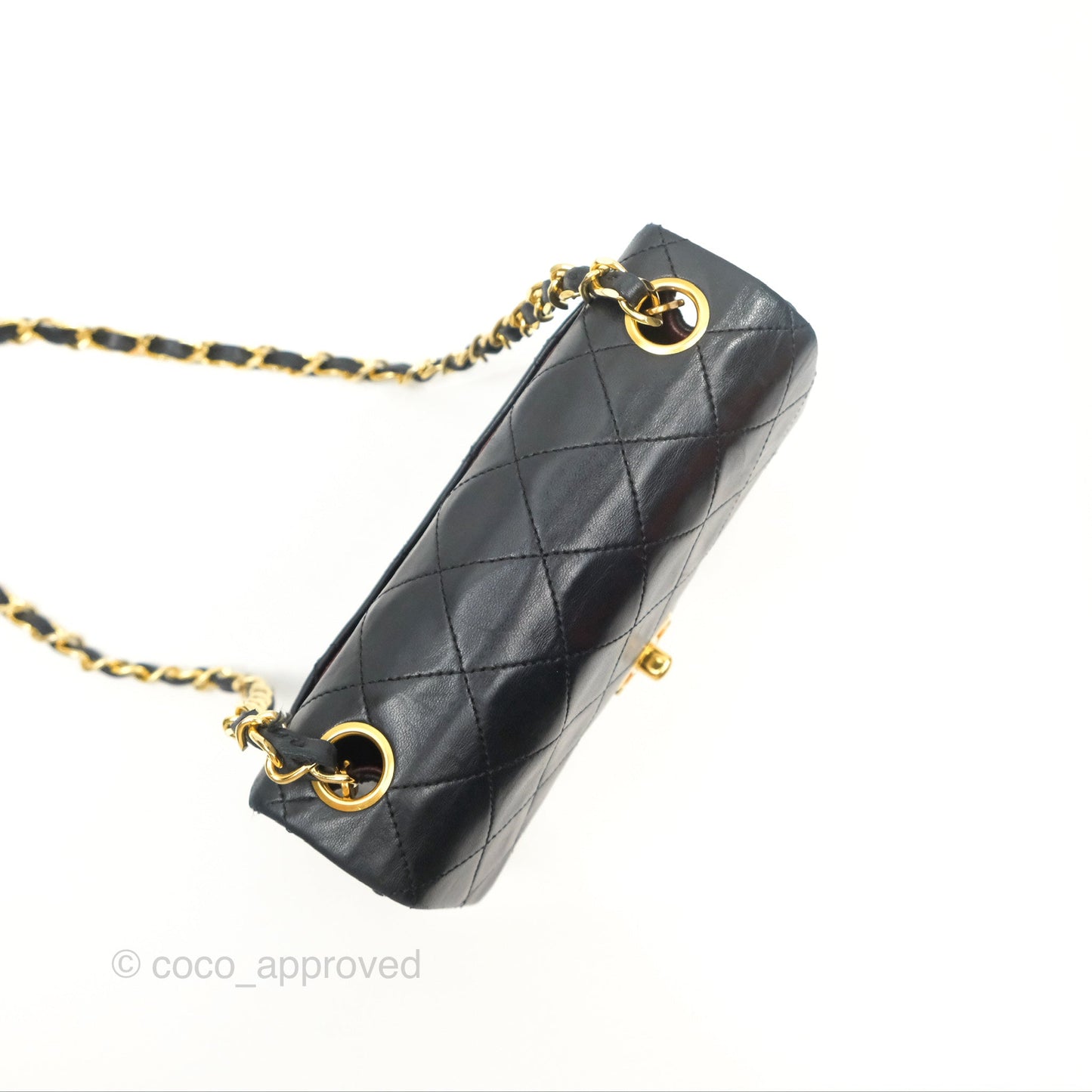 Chanel Vintage Mini Square Black Lambskin 24K Gold Hardware