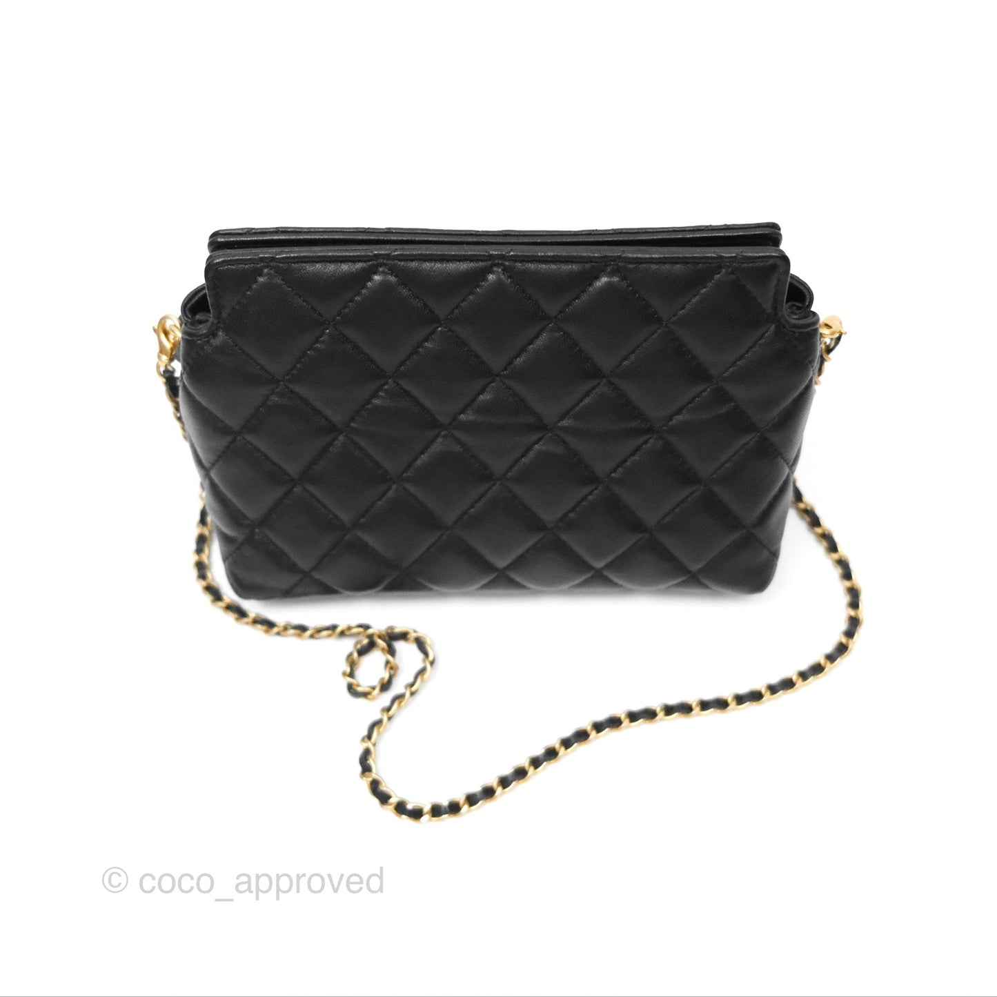 Chanel Clutch With Chain Black Lambskin Gold Hardware 23A