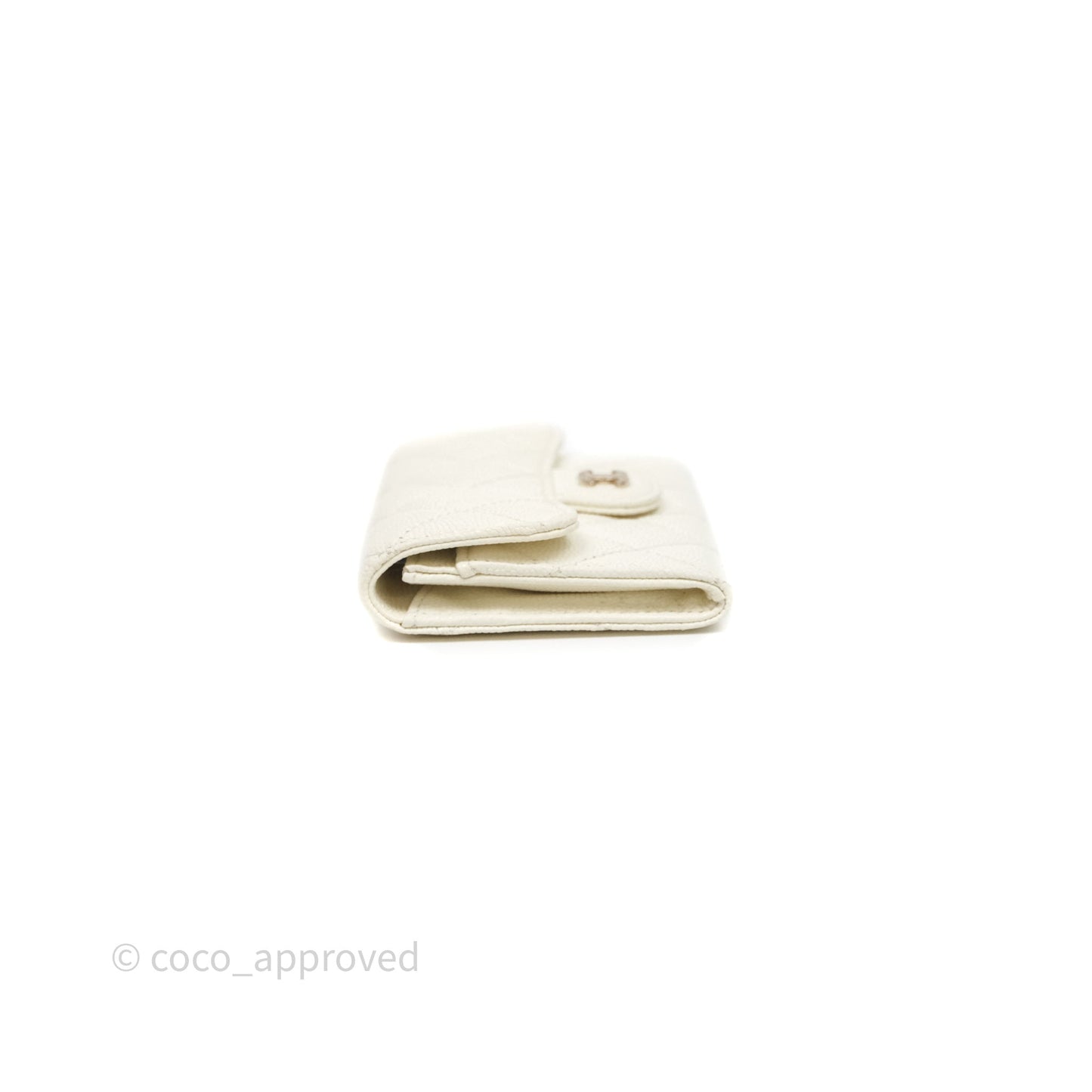 Chanel Quilted Classic Flap Card Holder White Caviar Gold Hardware