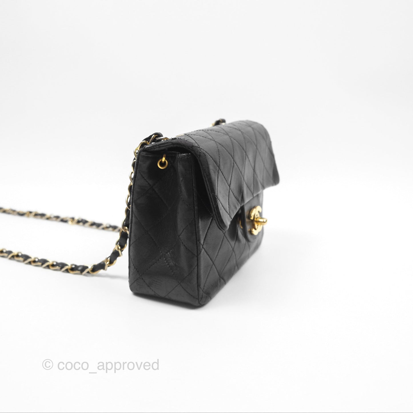 Chanel Vintage Mini Square Black Lambskin 24K Gold Hardware