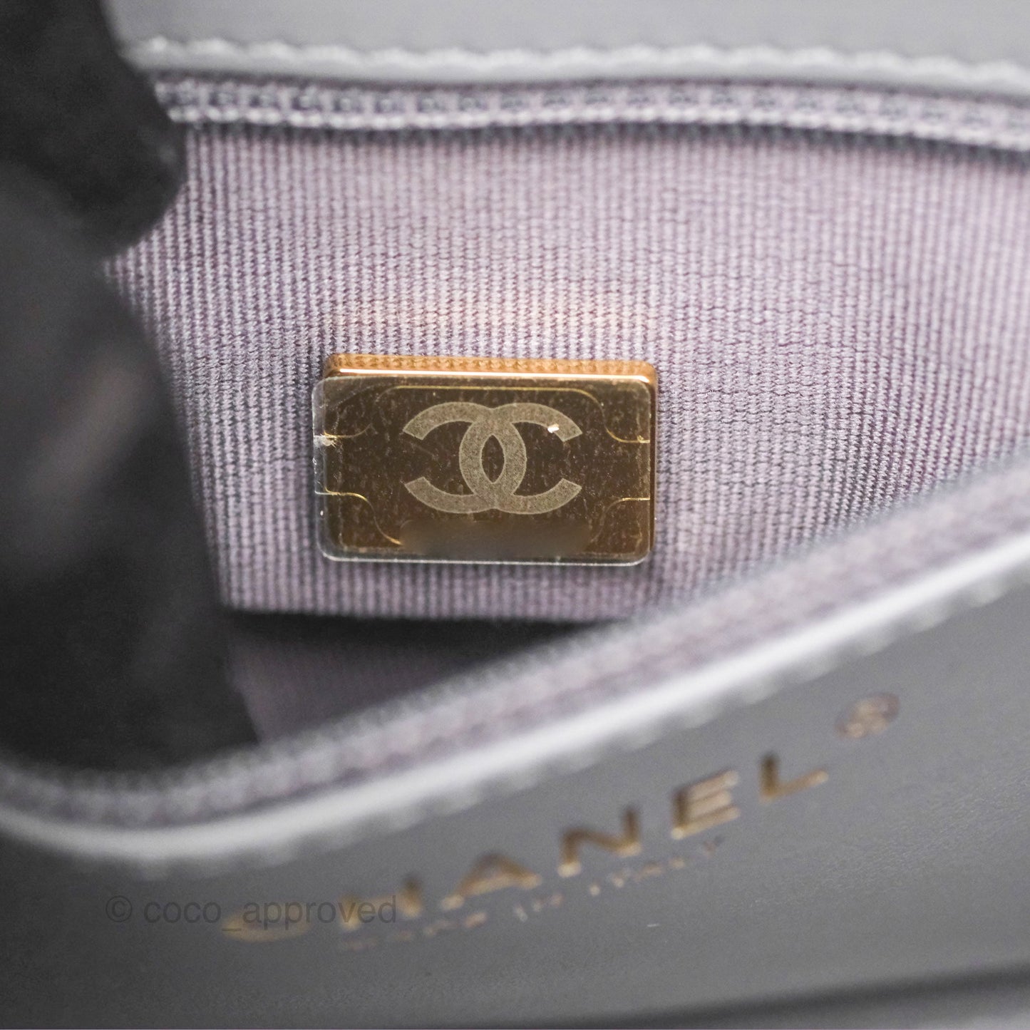 Chanel Kelly Bag Quilted Grey Shiny Calfskin Aged Gold Hardware